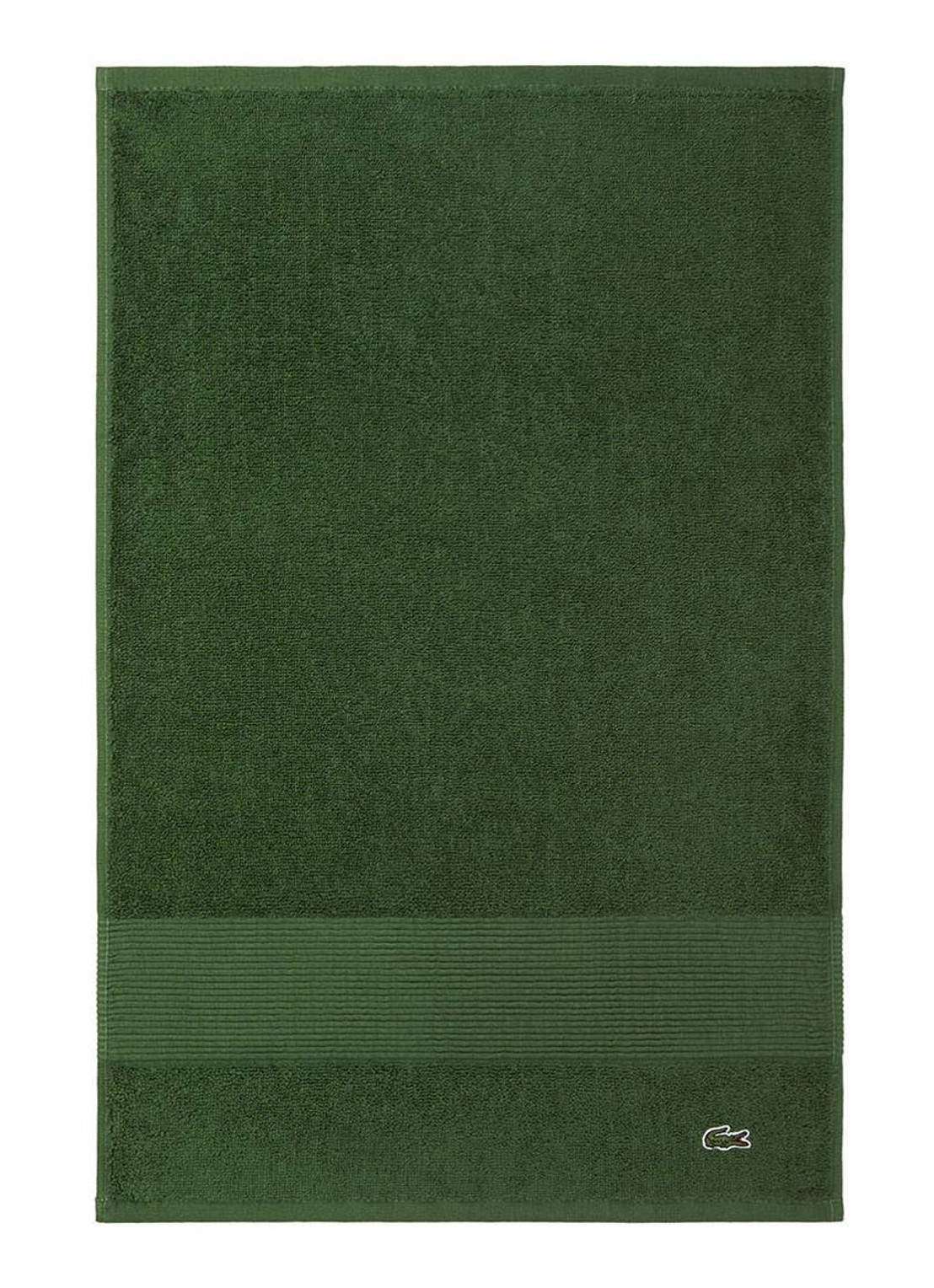 Lacoste L Lecroco gastendoek - 600 gr/m2 - 60 x 40 cm - voorkant legergroen