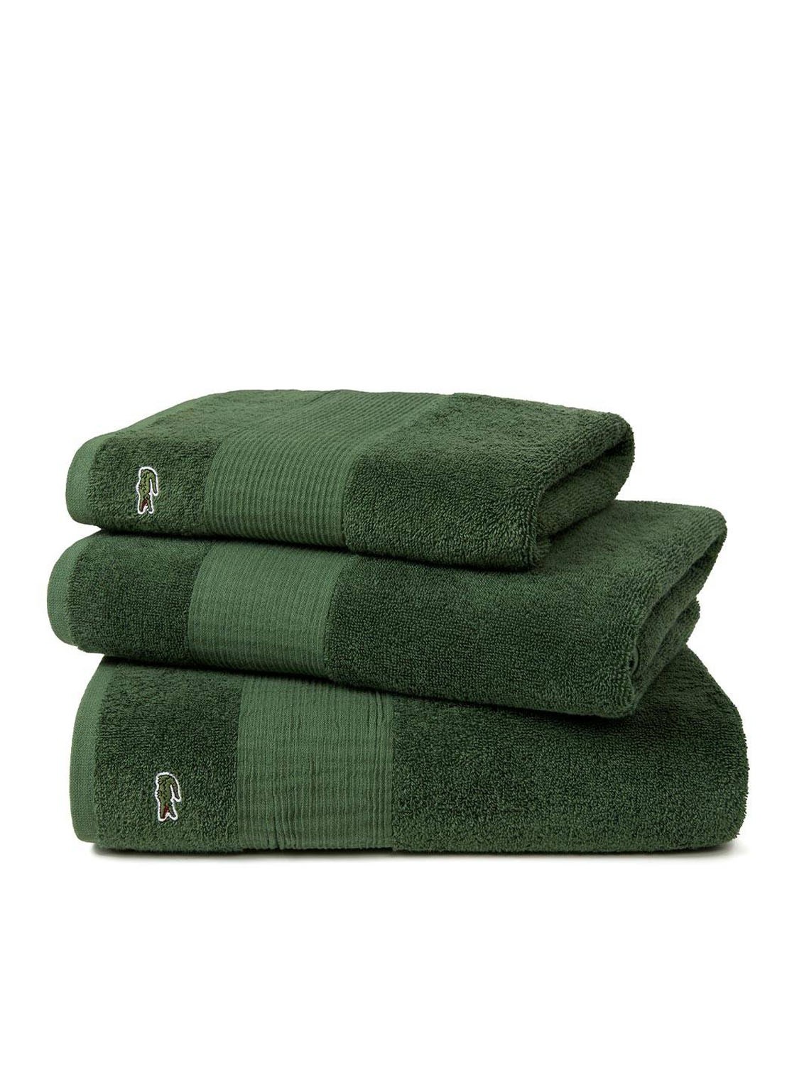 Lacoste L Lecroco gastendoek - 600 gr/m2 - 60 x 40 cm - voorkant 2 legergroen