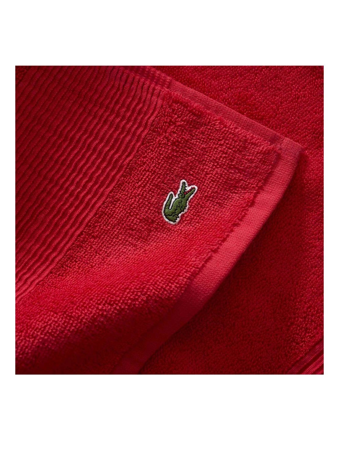 Lacoste L Lecroco gastendoek - 600 gr/m2 - 60 x 40 cm - achterkant rood