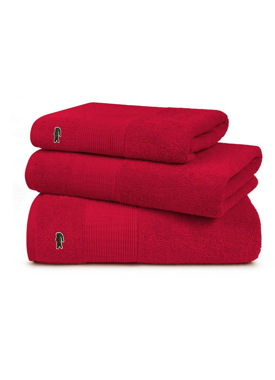 Lacoste L Lecroco gastendoek - 600 gr/m2 - 60 x 40 cm - detail 4 rood