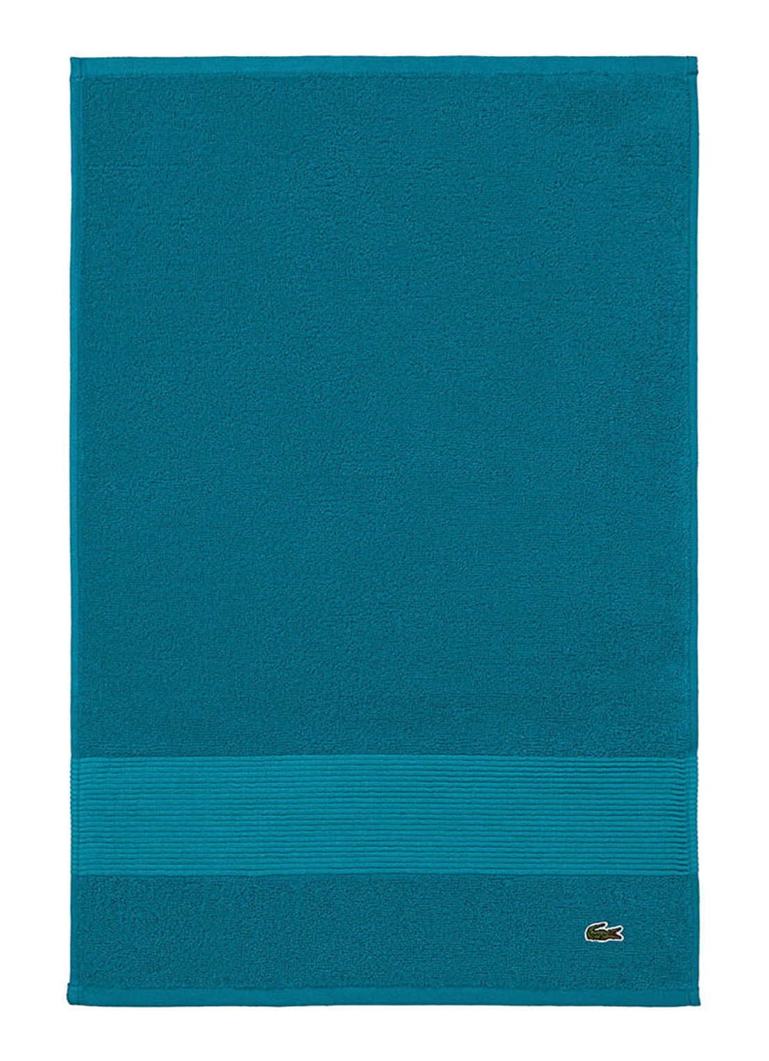 Lacoste L Lecroco gastendoek - 600 gr/m2 - 60 x 40 cm - voorkant turquoise