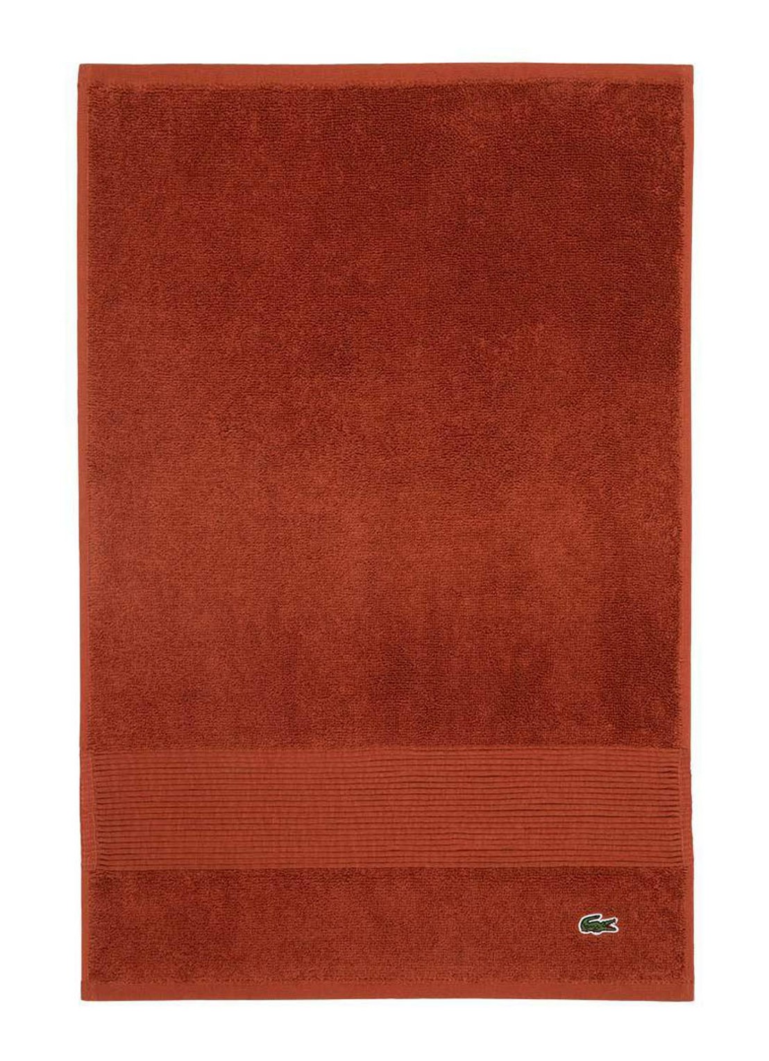 Lacoste L Lecroco gastendoek - 600 gr/m2 - 60 x 40 cm - voorkant 2 donkeroranje