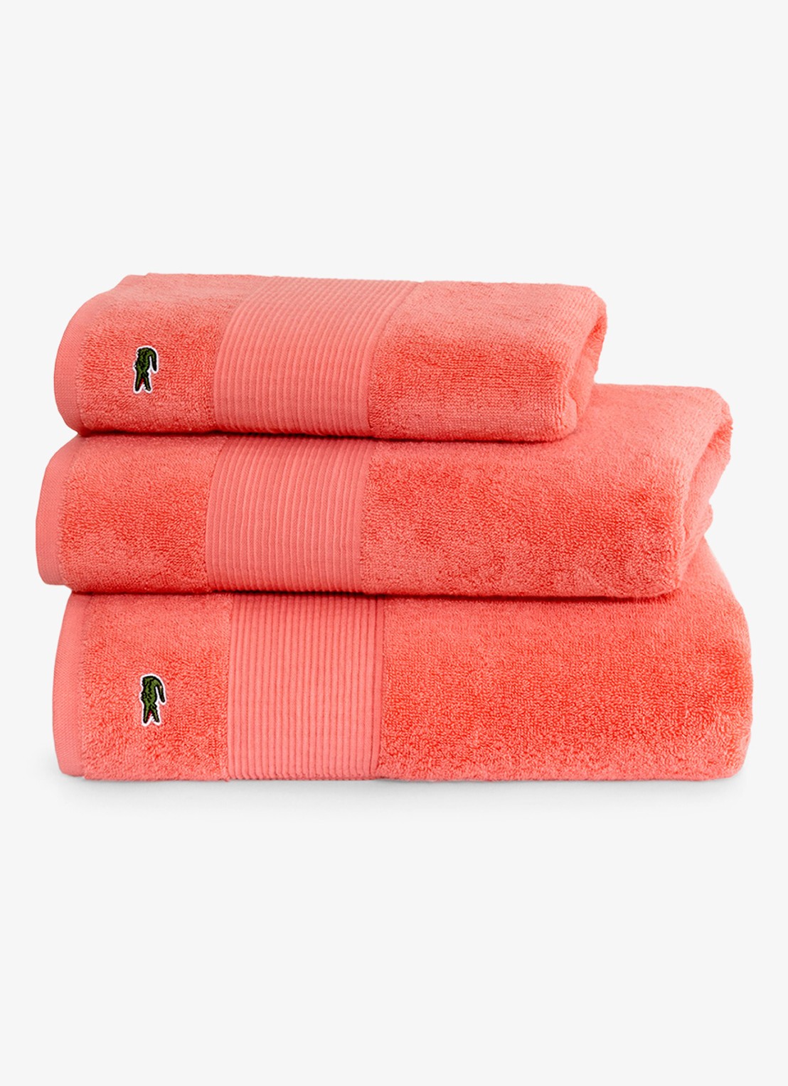 Lacoste L Lecroco gastendoek - 600 gr/m2 - 60 x 40 cm - detail 3 koraalrood