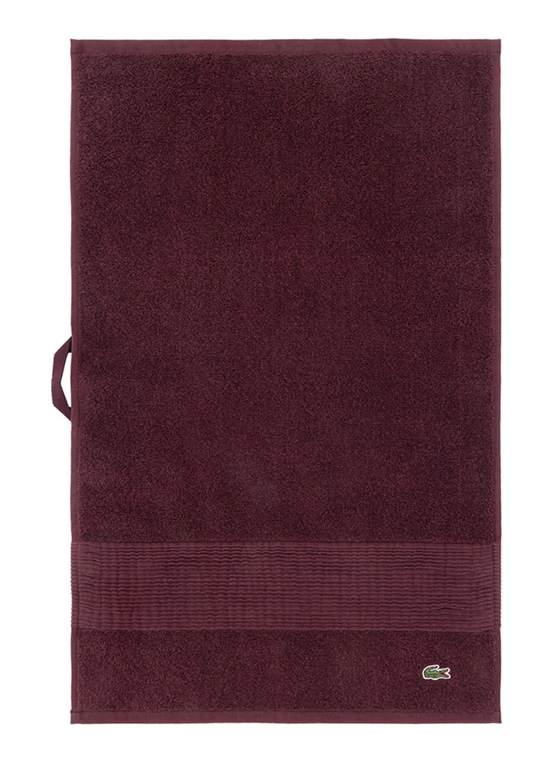 Lacoste L Lecroco gastendoek - 600 gr/m2 - 60 x 40 cm - voorkant 2 bordeauxrood