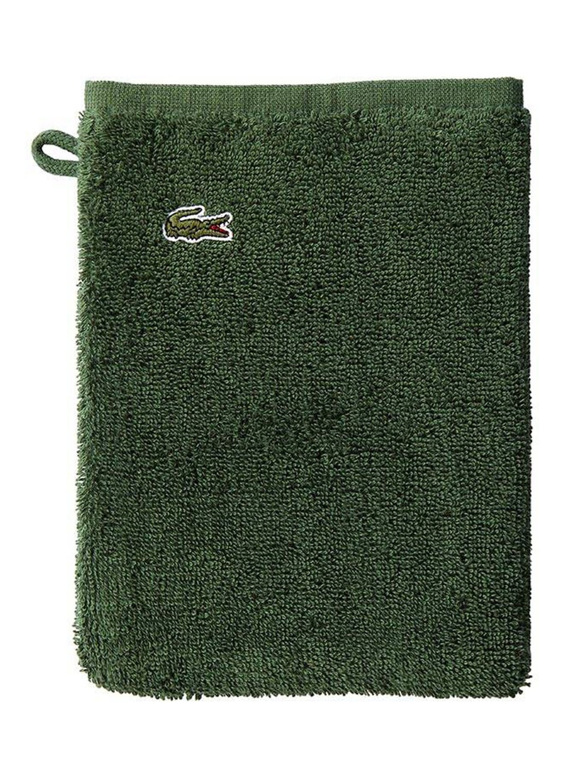 Lacoste L Lecroco washand - 600 gr/m2 - 15 x 21 cm - voorkant groen