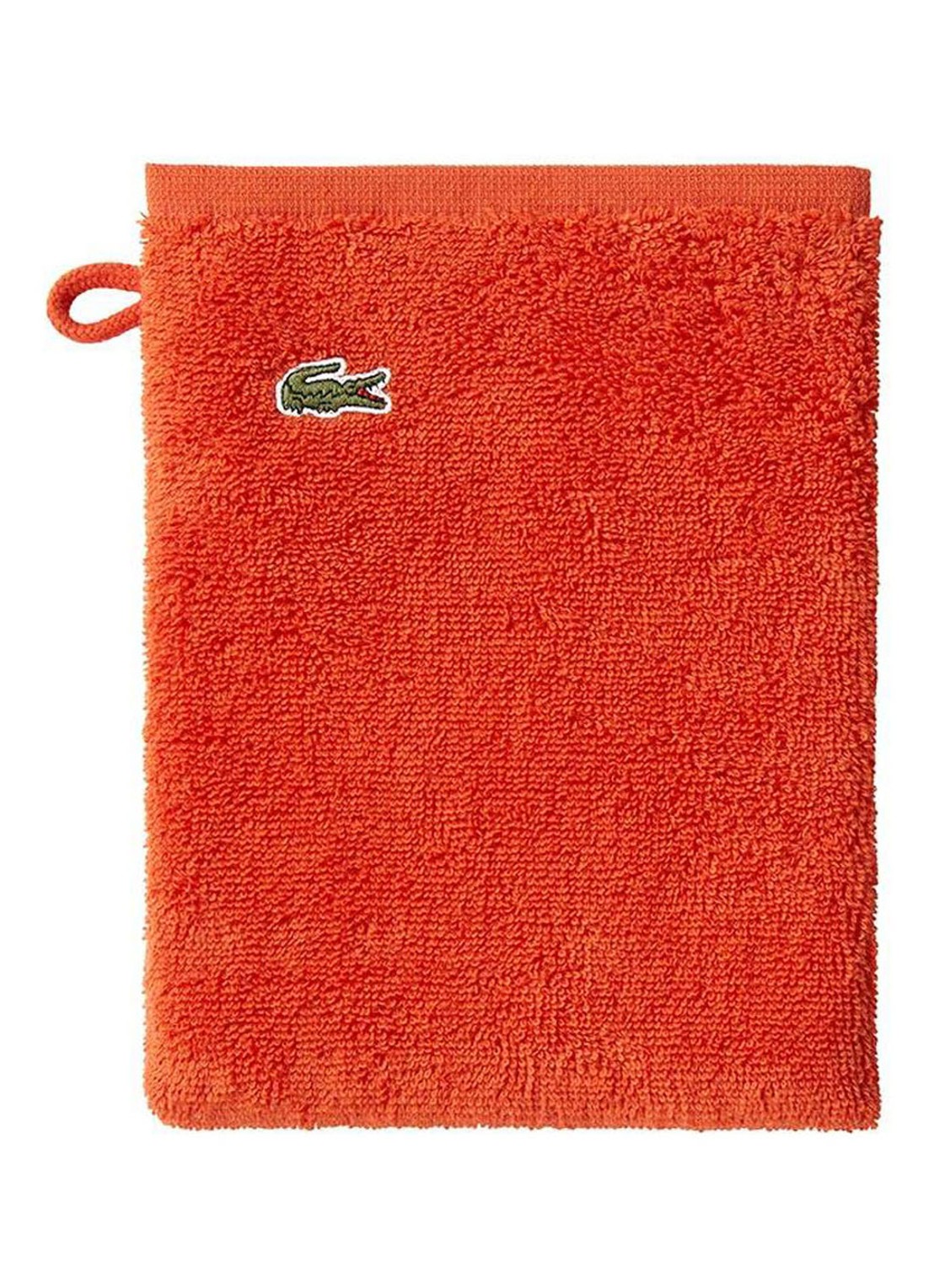 Lacoste L Lecroco washand - 600 gr/m2 - 15 x 21 cm - voorkant oranje