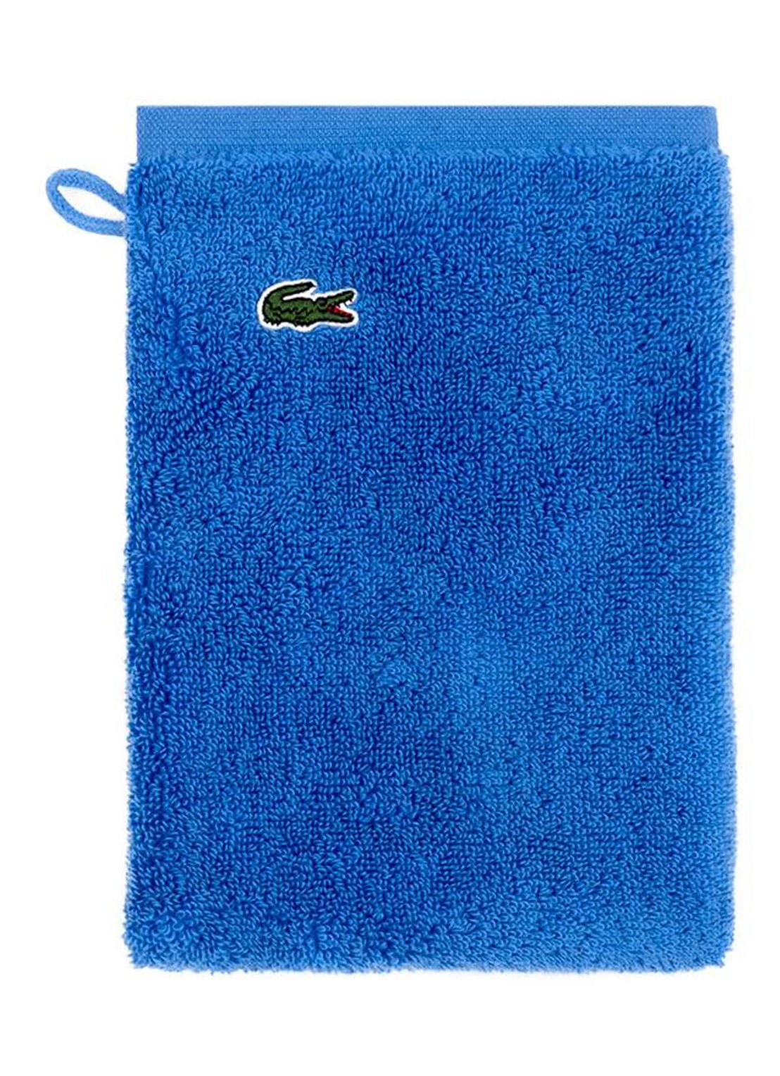 Lacoste L Lecroco washand - 600 gr/m2 - 15 x 21 cm - voorkant blauw