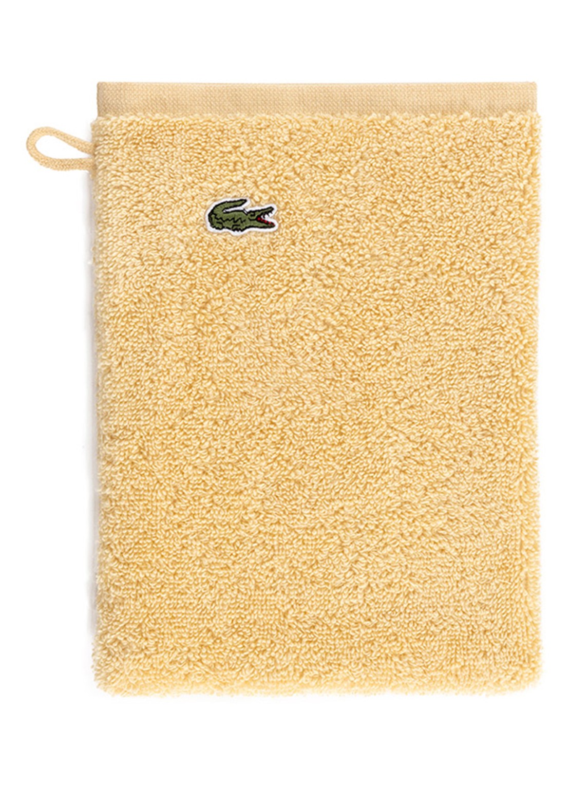 Lacoste L Lecroco washand - 600 gr/m2 - 15 x 21 cm - voorkant lichtgeel