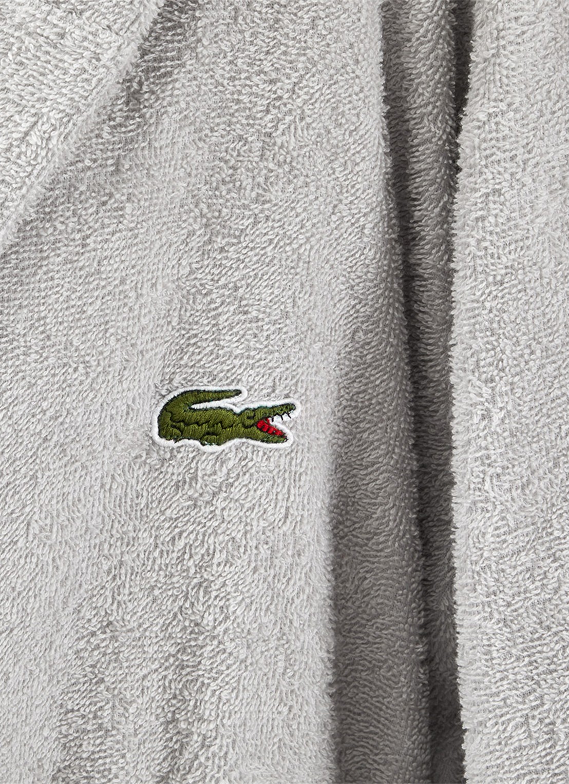 Lacoste L Open badjas van katoen - unisex - voorkant 3 lichtgrijs