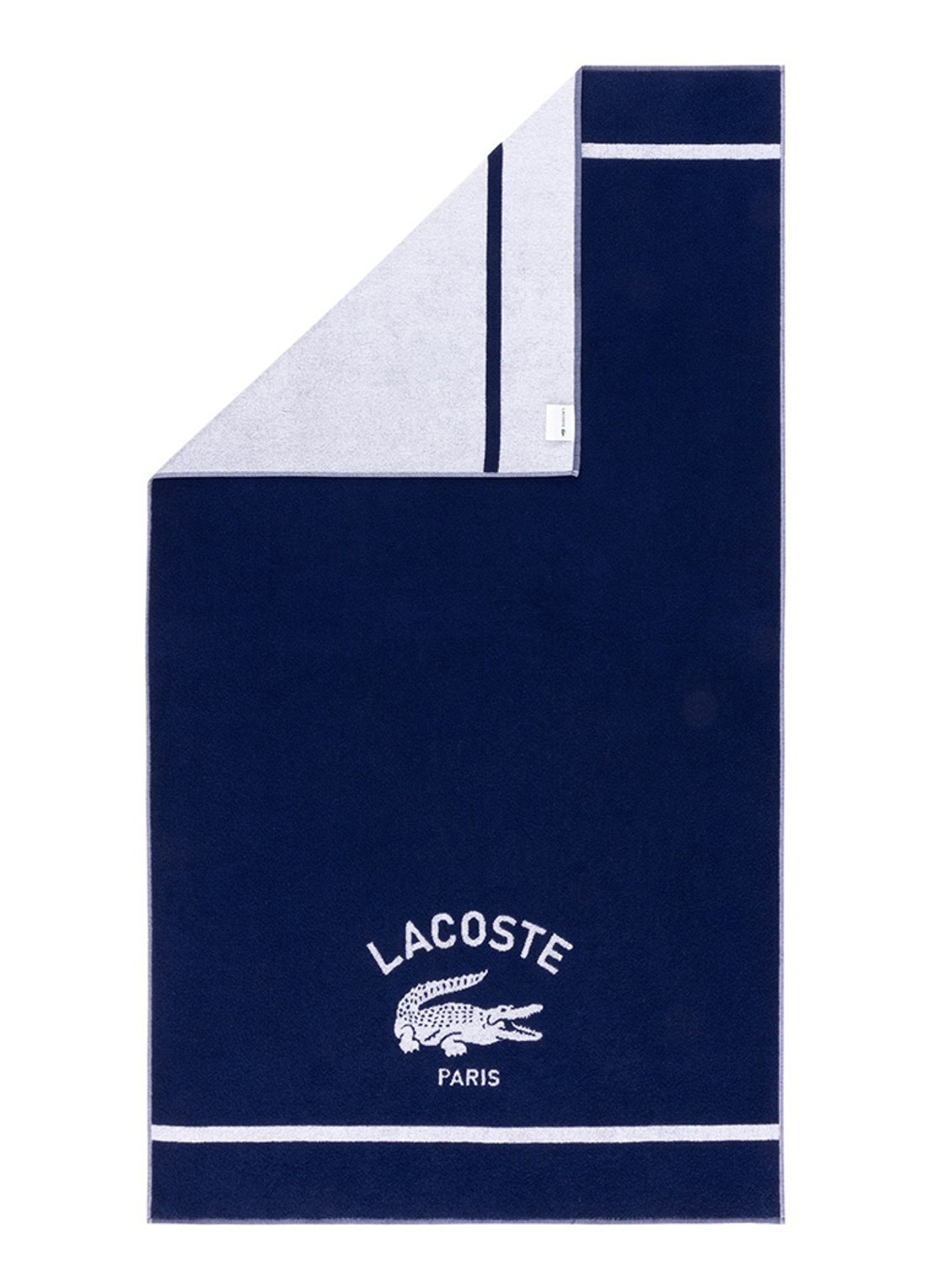Lacoste L Origine strandlaken 90 x 160 cm - achterkant donkerblauw