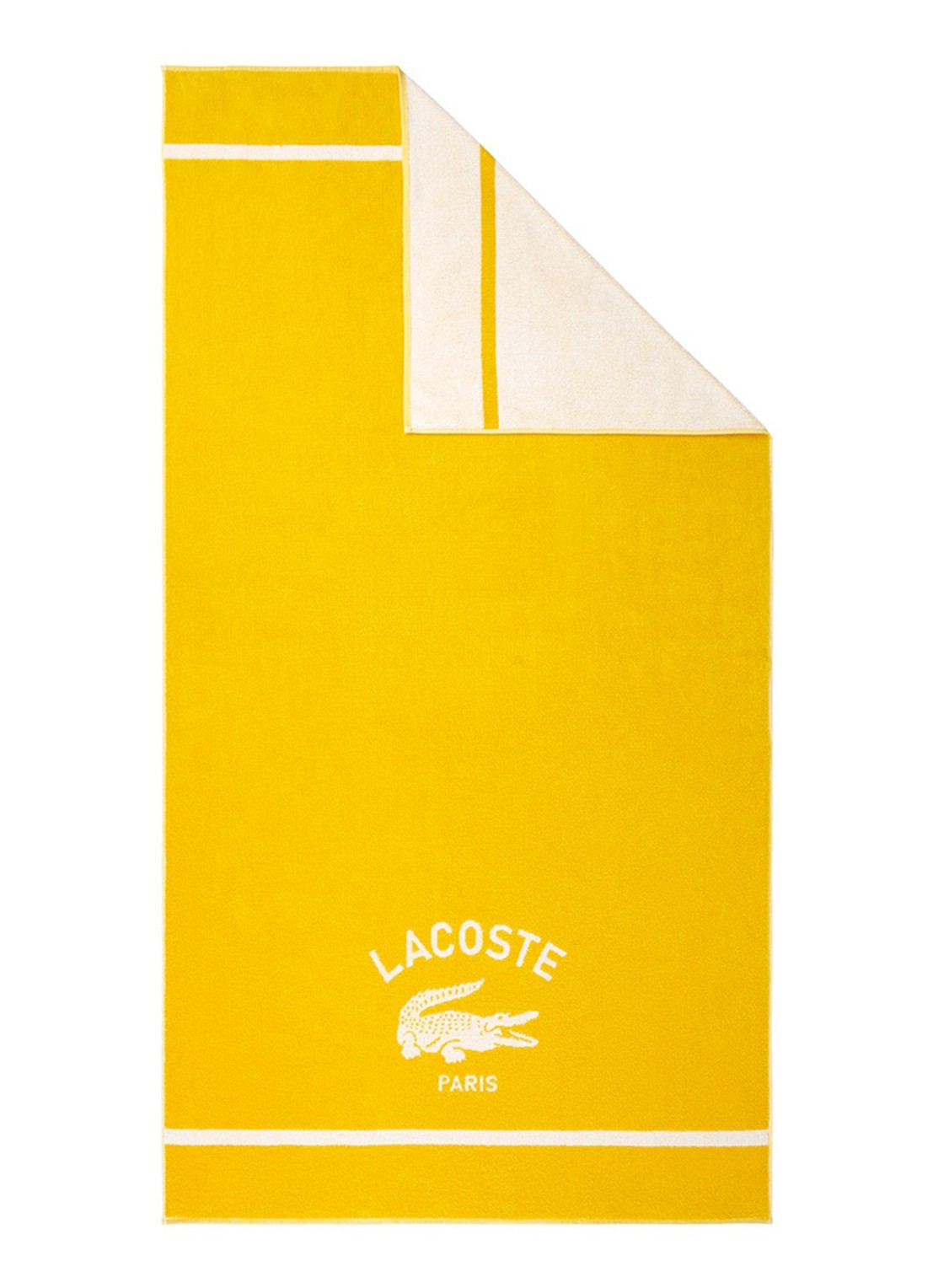 Lacoste L Origine strandlaken 90 x 160 cm - achterkant geel