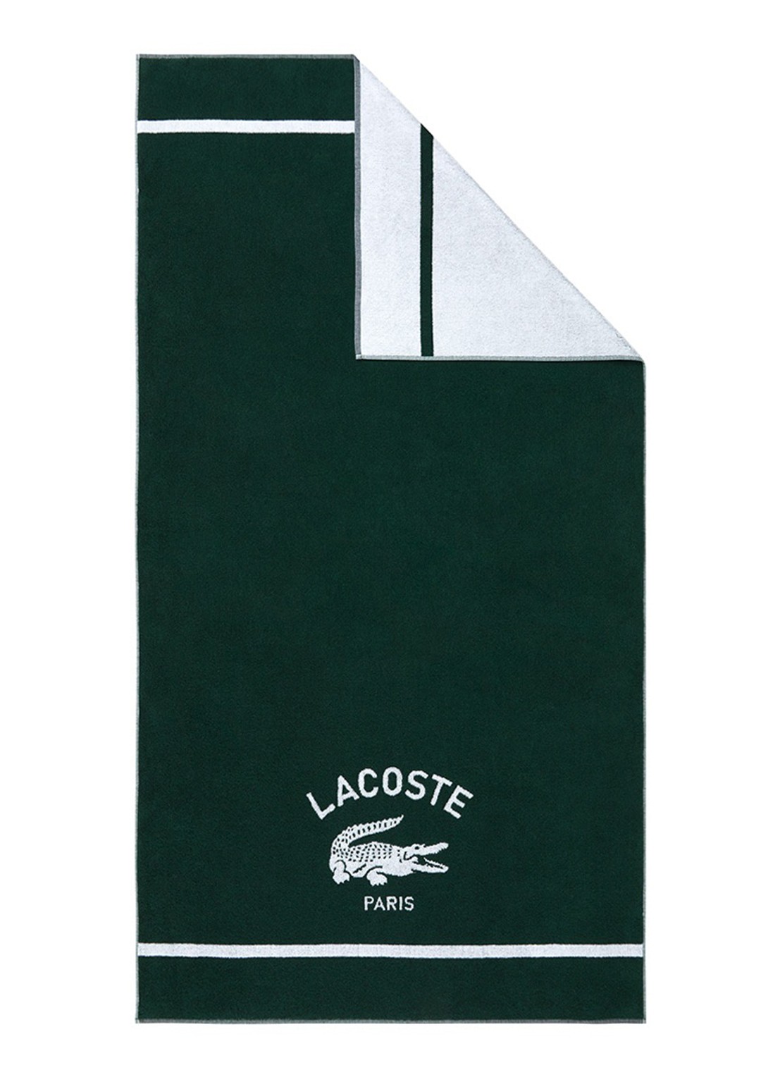 Lacoste L Origine strandlaken 90 x 160 cm - achterkant bronsgroen
