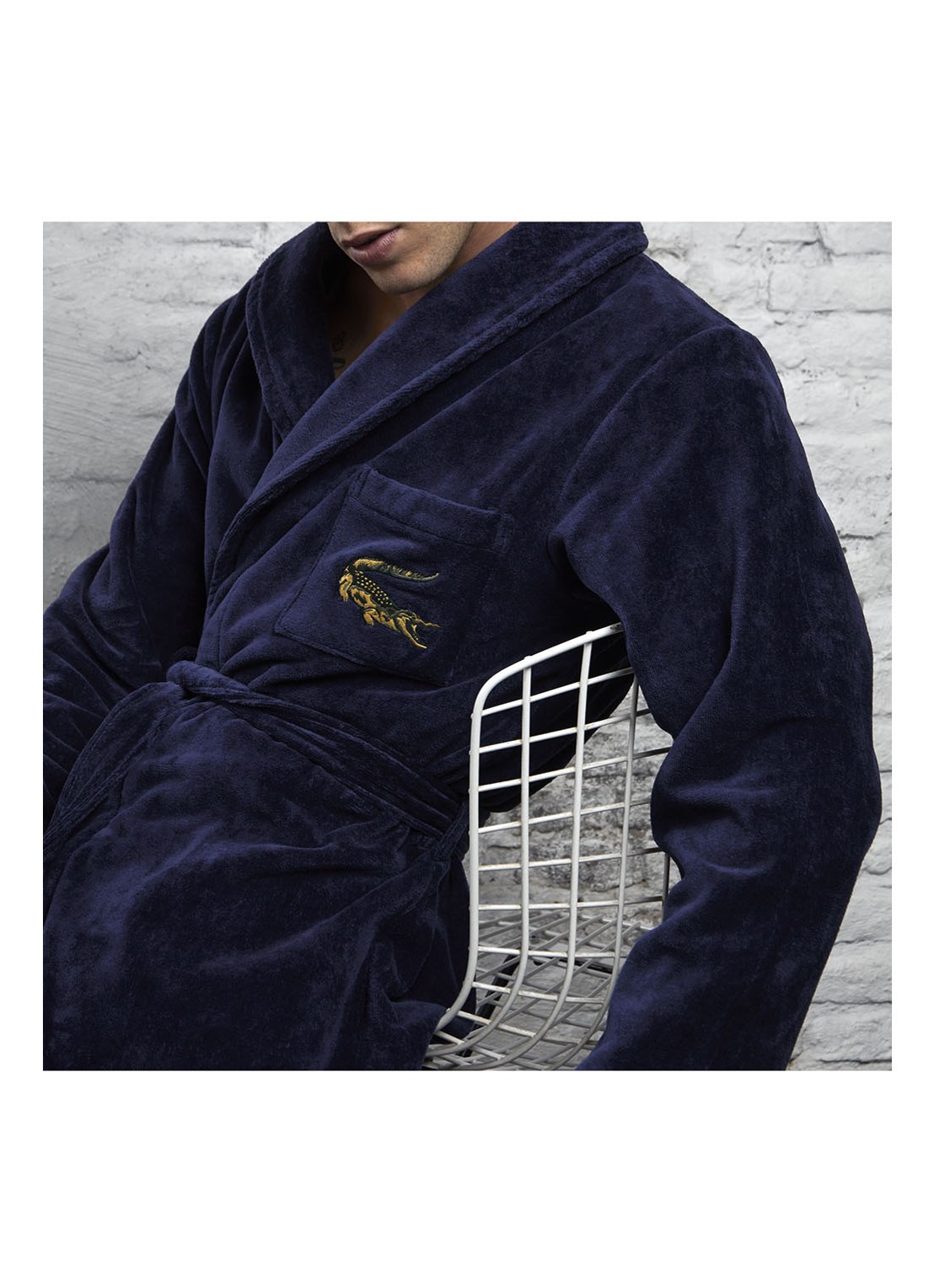 Lacoste L Rene badjas - unisex - voorkant 3 donkerblauw