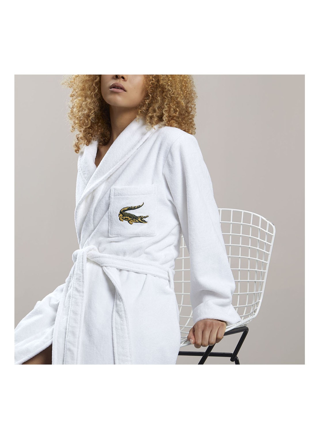 Lacoste L Rene badjas - unisex - detail 2 wit