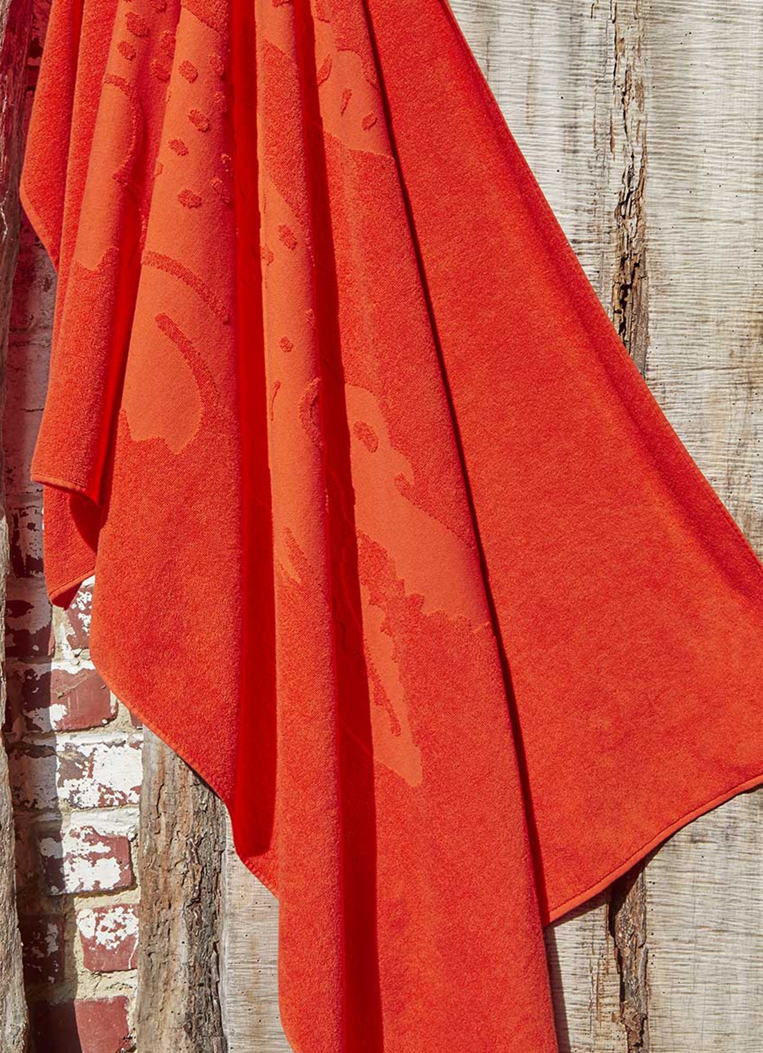 Lacoste L Sport strandlaken van  katoen - 90 x 160 cm  - detail oranjerood