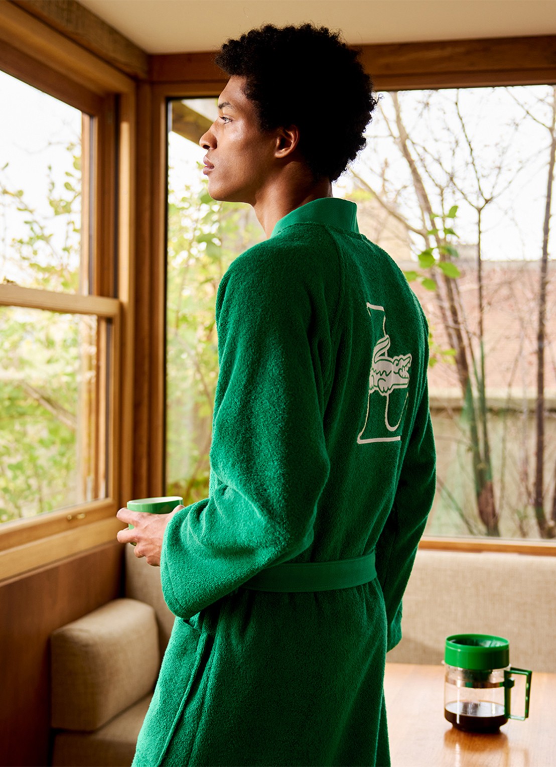 Lacoste Lattitud badjas met logoborduring - detail 6 groen