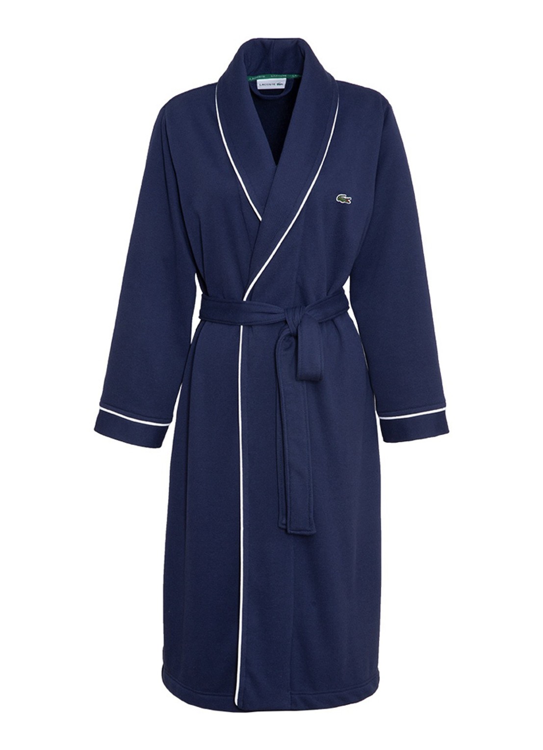 Lacoste Marine badjas met logoborduring - voorkant 3 donkerblauw
