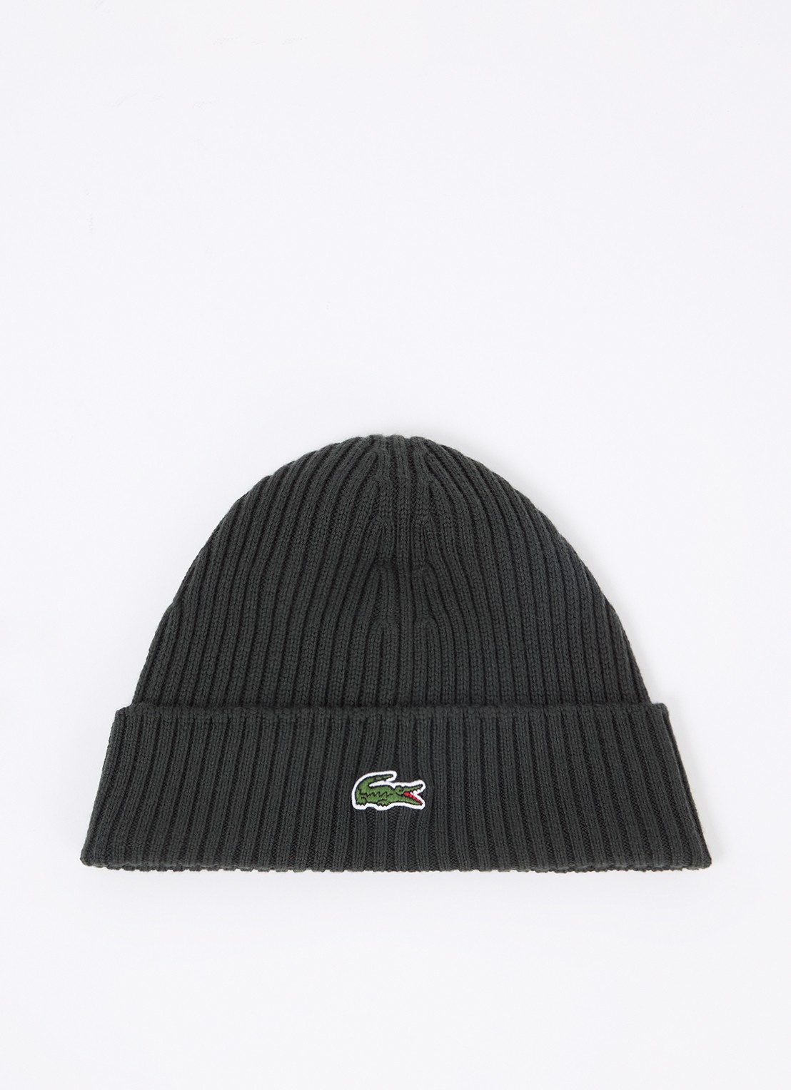 Lacoste Muts van wol met logoborduring  - voorkant bronsgroen