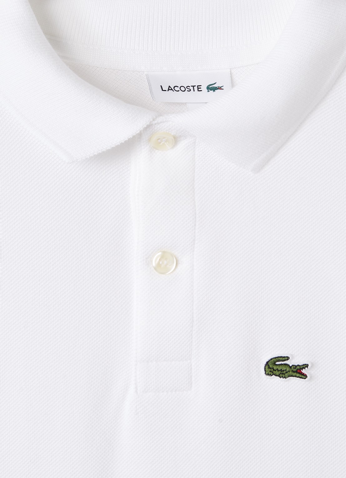 Lacoste Polo van piqué katoen met logo - detail 3 gebroken wit