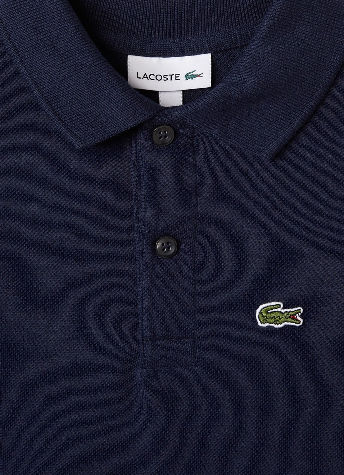 Lacoste Polo van piqué katoen met logo - detail 3 donkerblauw