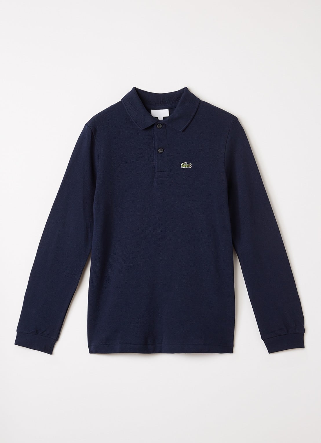 Lacoste Polo van piqué katoen met logo - voorkant donkerblauw