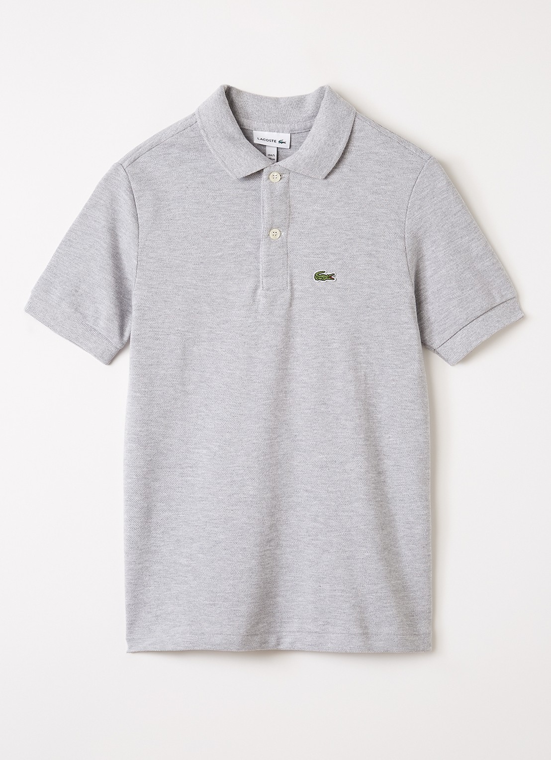 Lacoste Polo van piqué katoen met logo - voorkant grijs