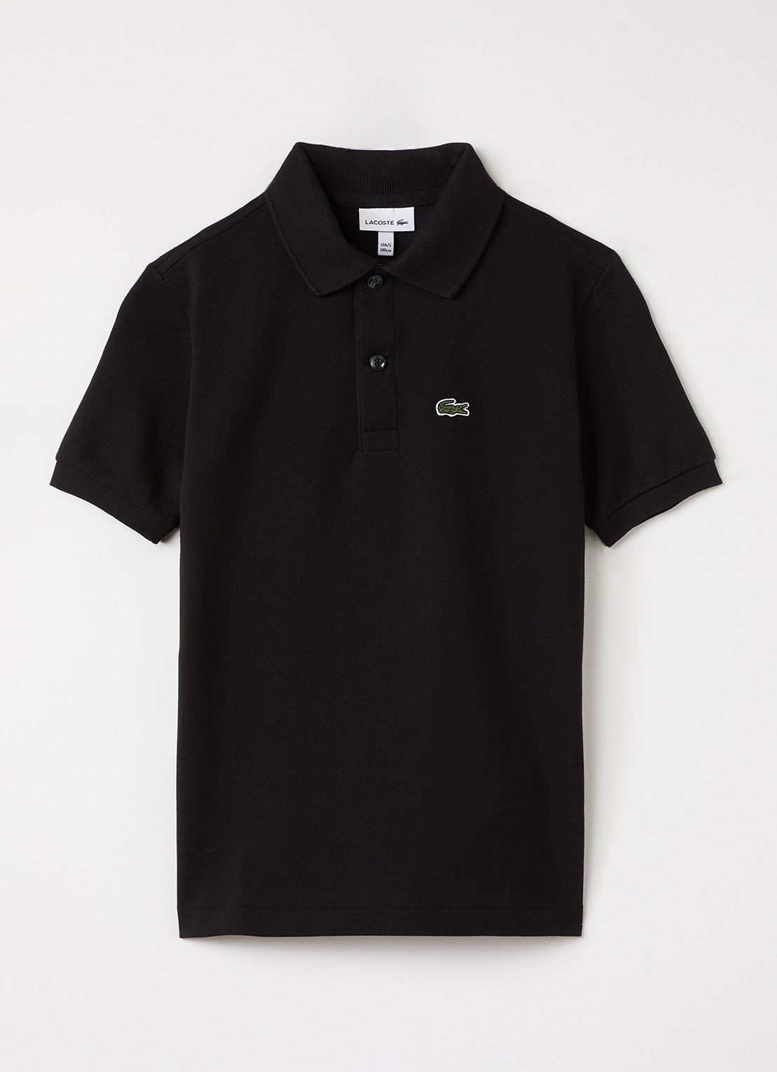 Lacoste Polo van piqué katoen met logo - voorkant zwart