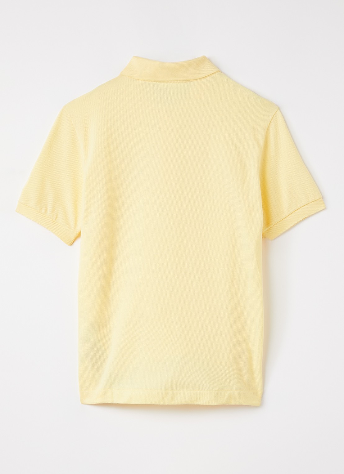 Lacoste Polo van piqué katoen met logo - voorkant 2 lichtgeel