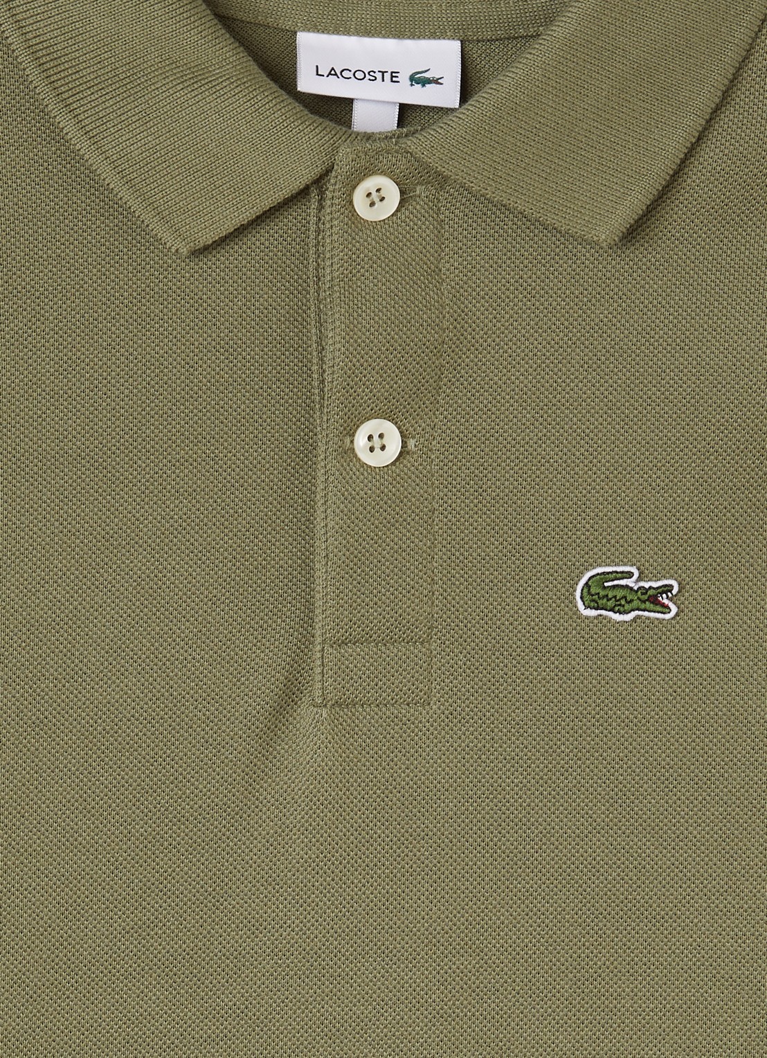 Lacoste Polo van piqué katoen met logoborduring - detail 3 olijfgroen