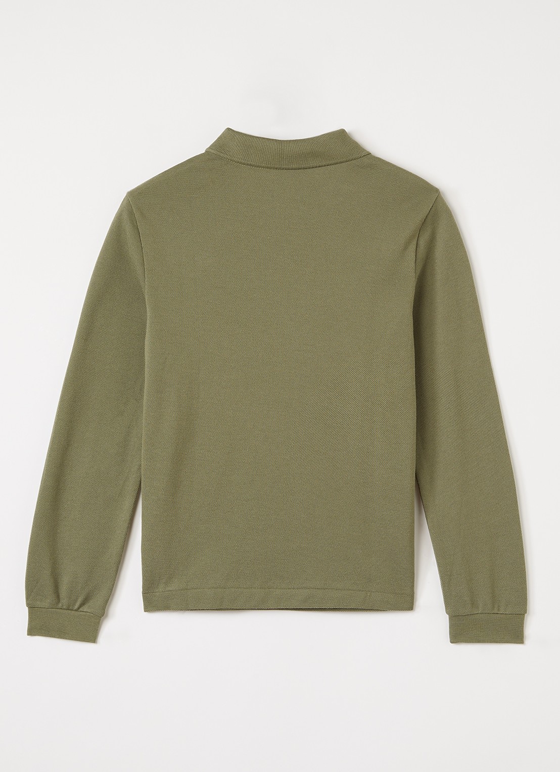 Lacoste Polo van piqué katoen met logoborduring - voorkant 2 olijfgroen