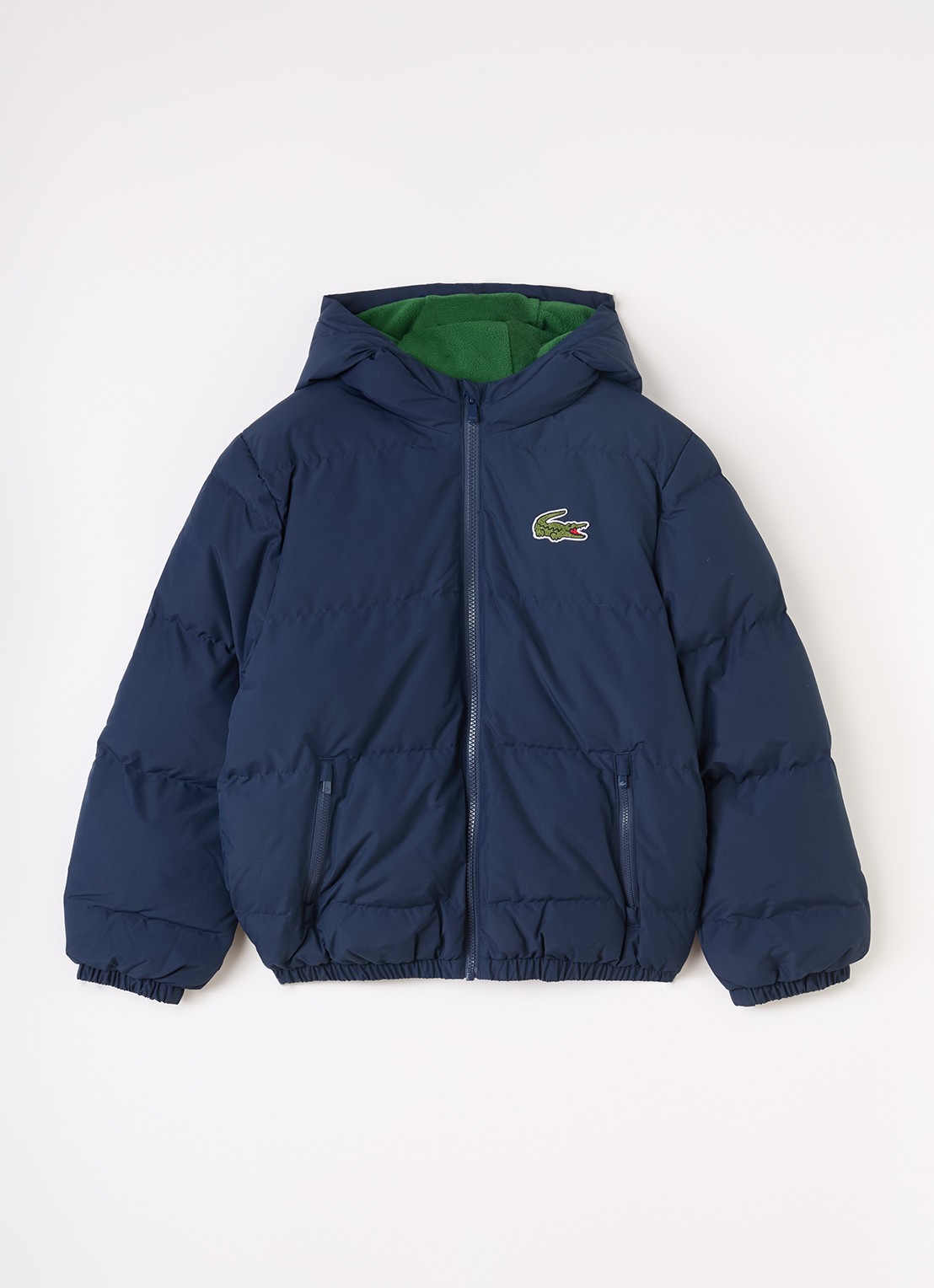 Lacoste Pufferjack met capuchon - voorkant 2 donkerblauw