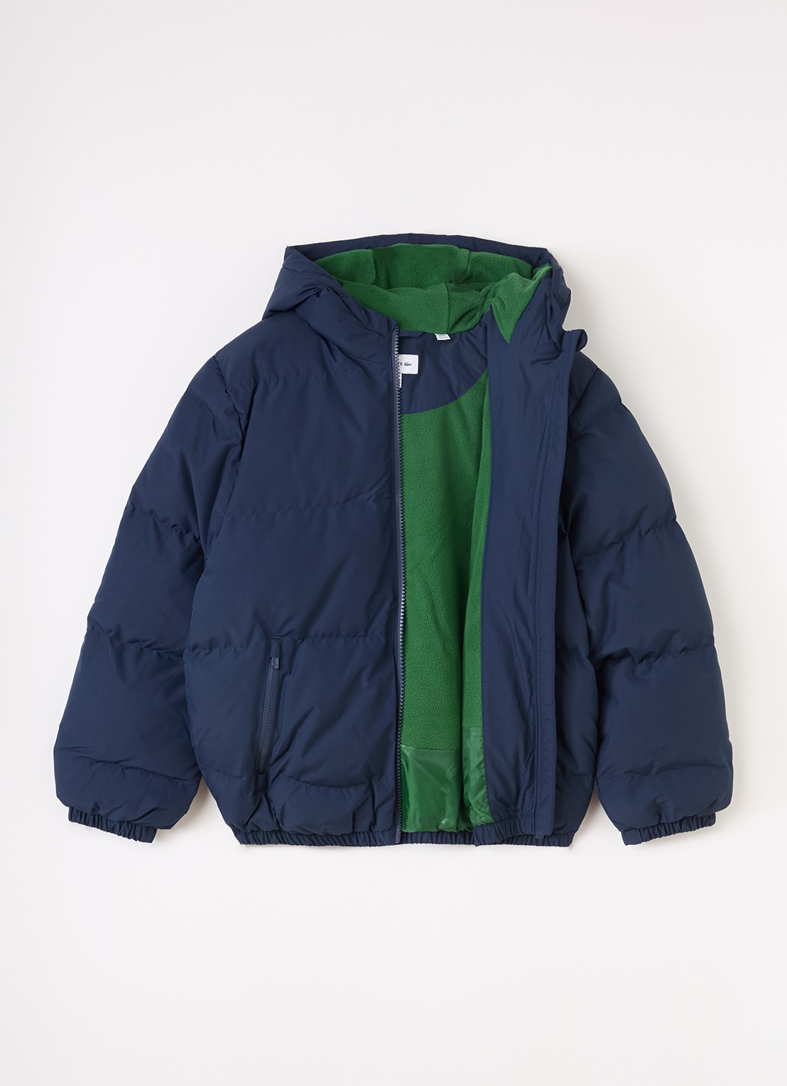 Lacoste Pufferjack met capuchon - voorkant 3 donkerblauw