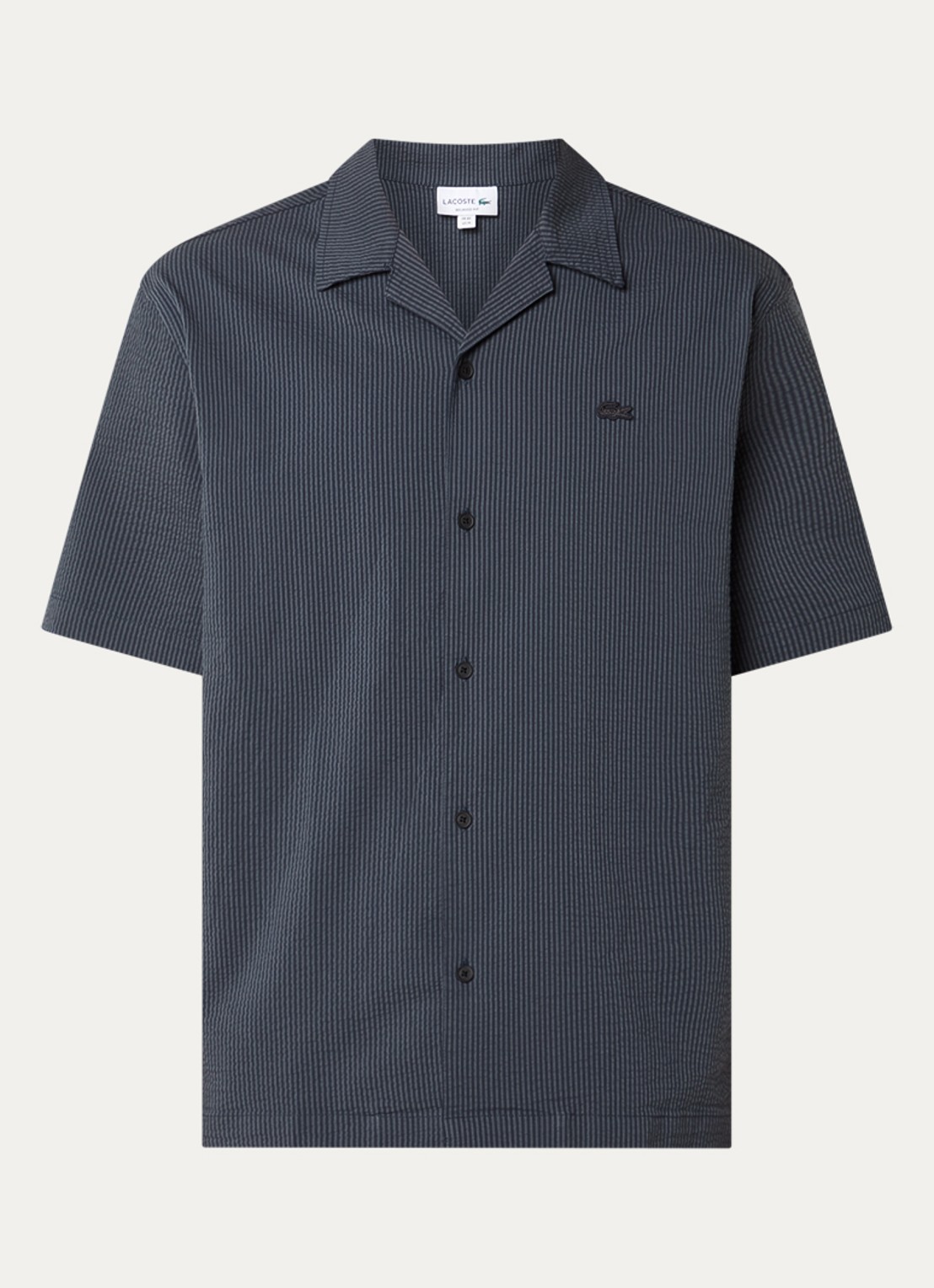 Lacoste Regular fit overhemd met streepprint en logo - voorkant 3 antraciet