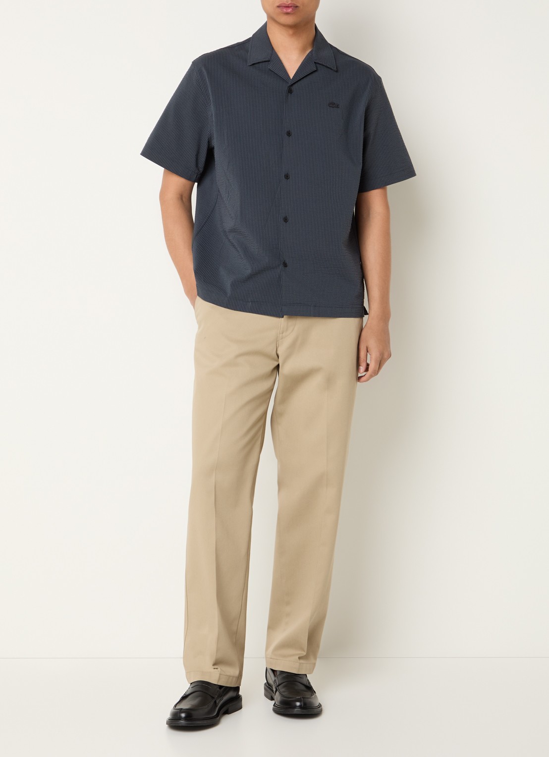 Lacoste Regular fit overhemd met streepprint en logo - voorkant 4 antraciet