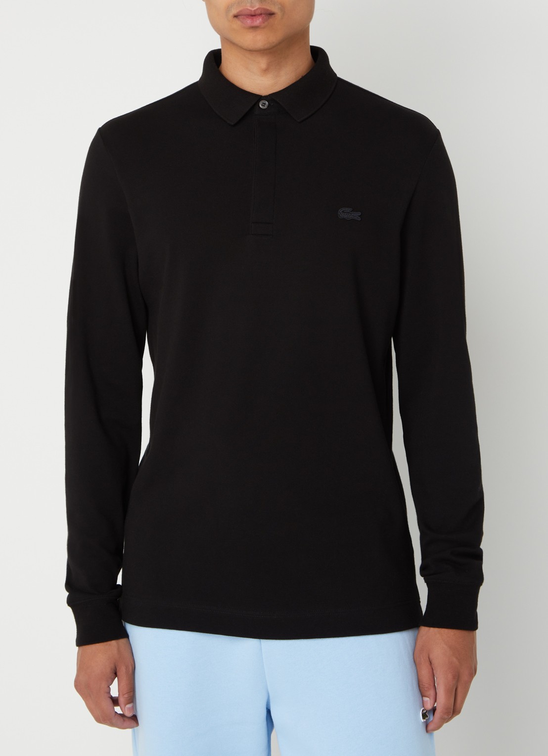 Lacoste Regular fit polo met logoborduring - detail zwart