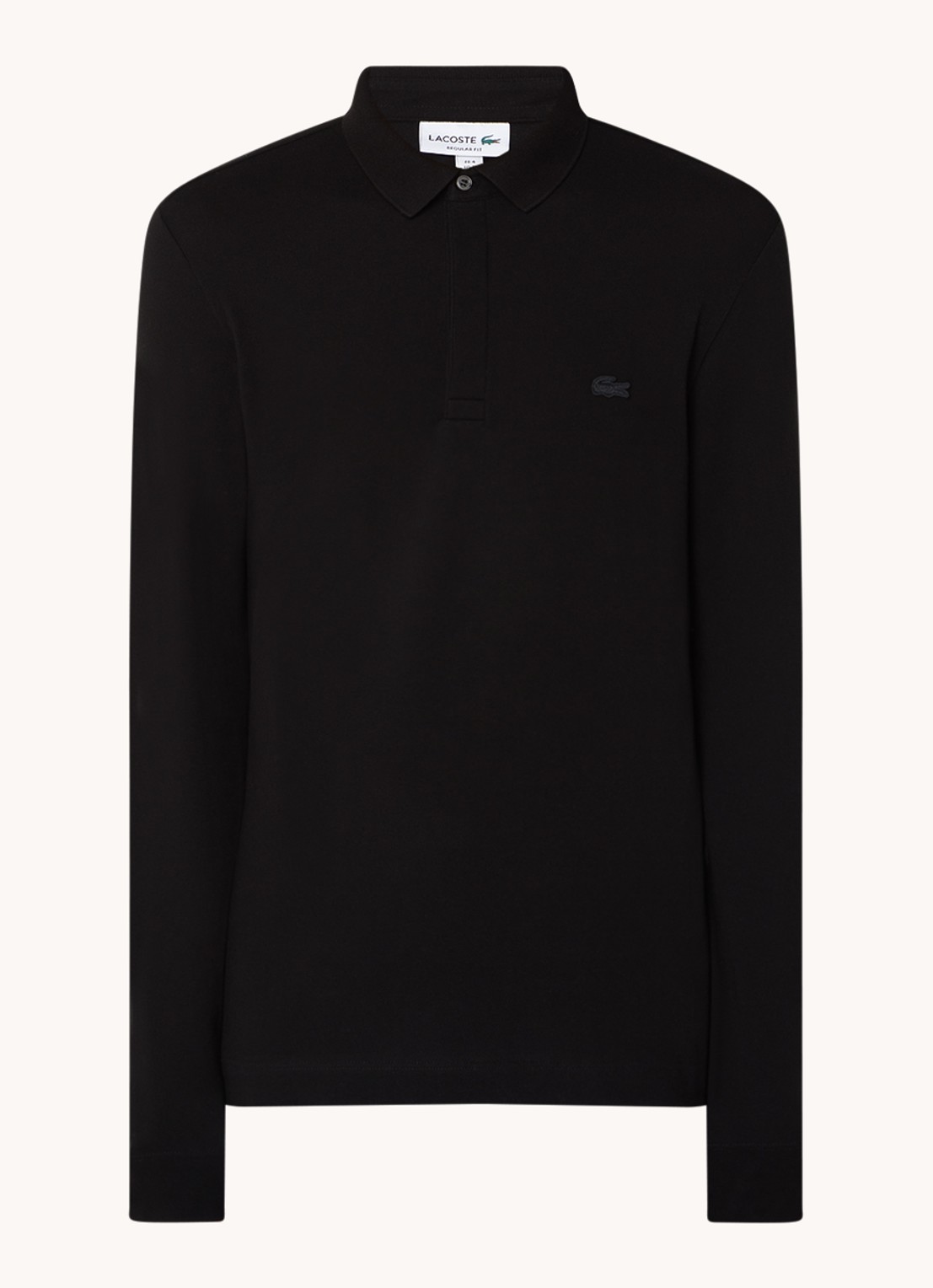 Lacoste Regular fit polo met logoborduring - voorkant 3 zwart