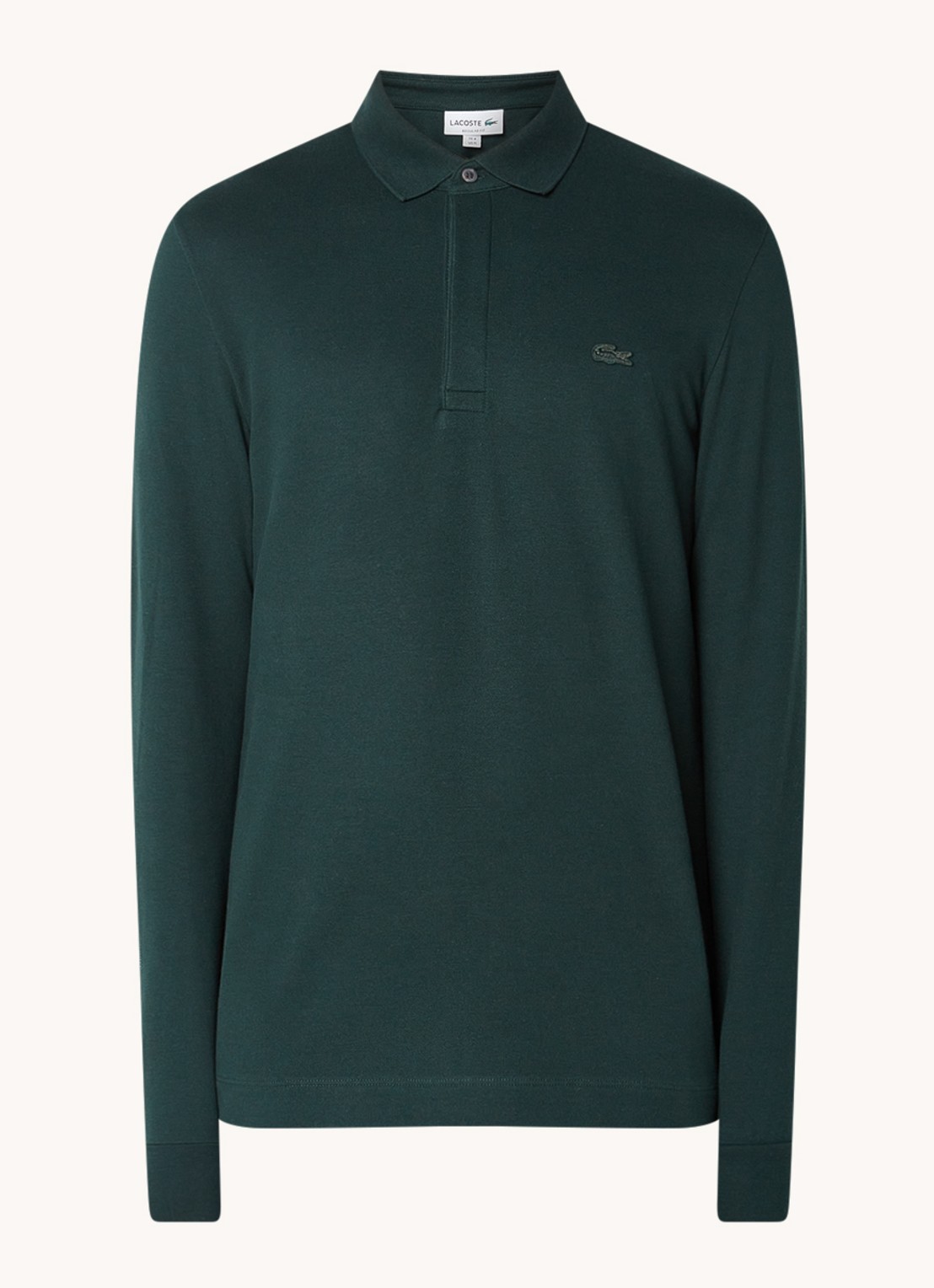 Lacoste Regular fit polo met logoborduring - voorkant 3 mosgroen