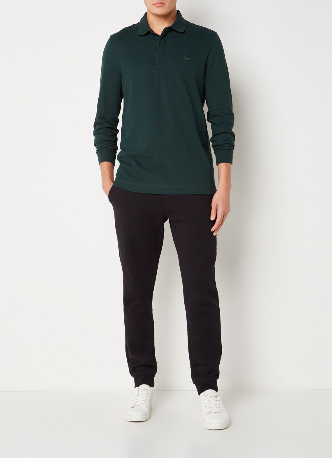 Lacoste Regular fit polo met logoborduring - voorkant 4 mosgroen