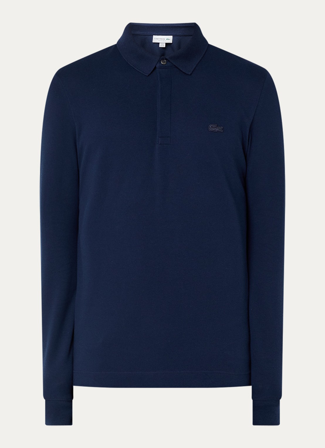 Lacoste Regular fit polo met logoborduring - voorkant donkerblauw