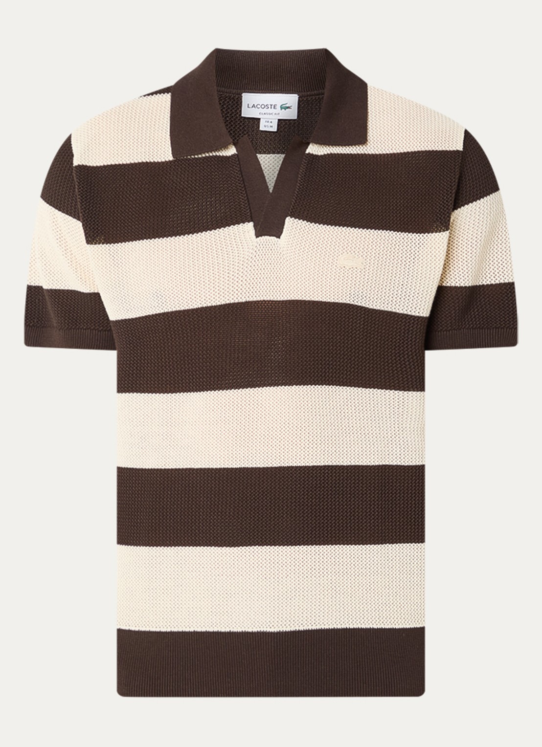 Lacoste Regular fit polo met structuur - voorkant beige