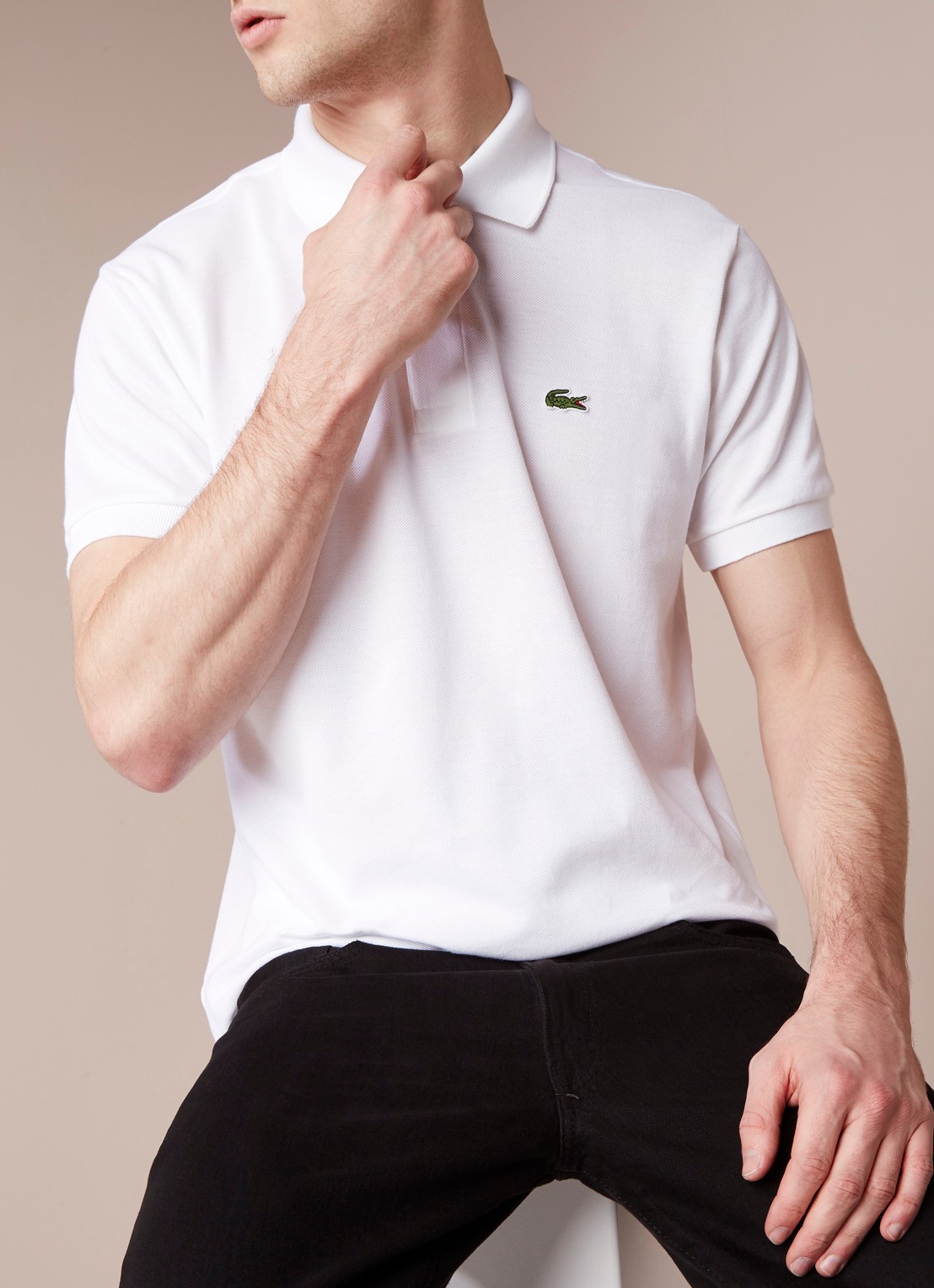 Lacoste Regular fit polo van piqué katoen - detail 3 wit