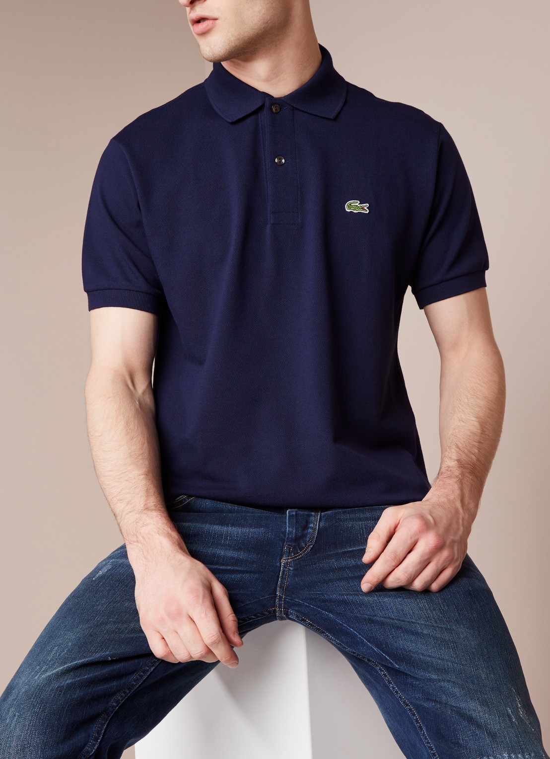 Lacoste Regular fit polo van piqué katoen - detail 3 donkerblauw