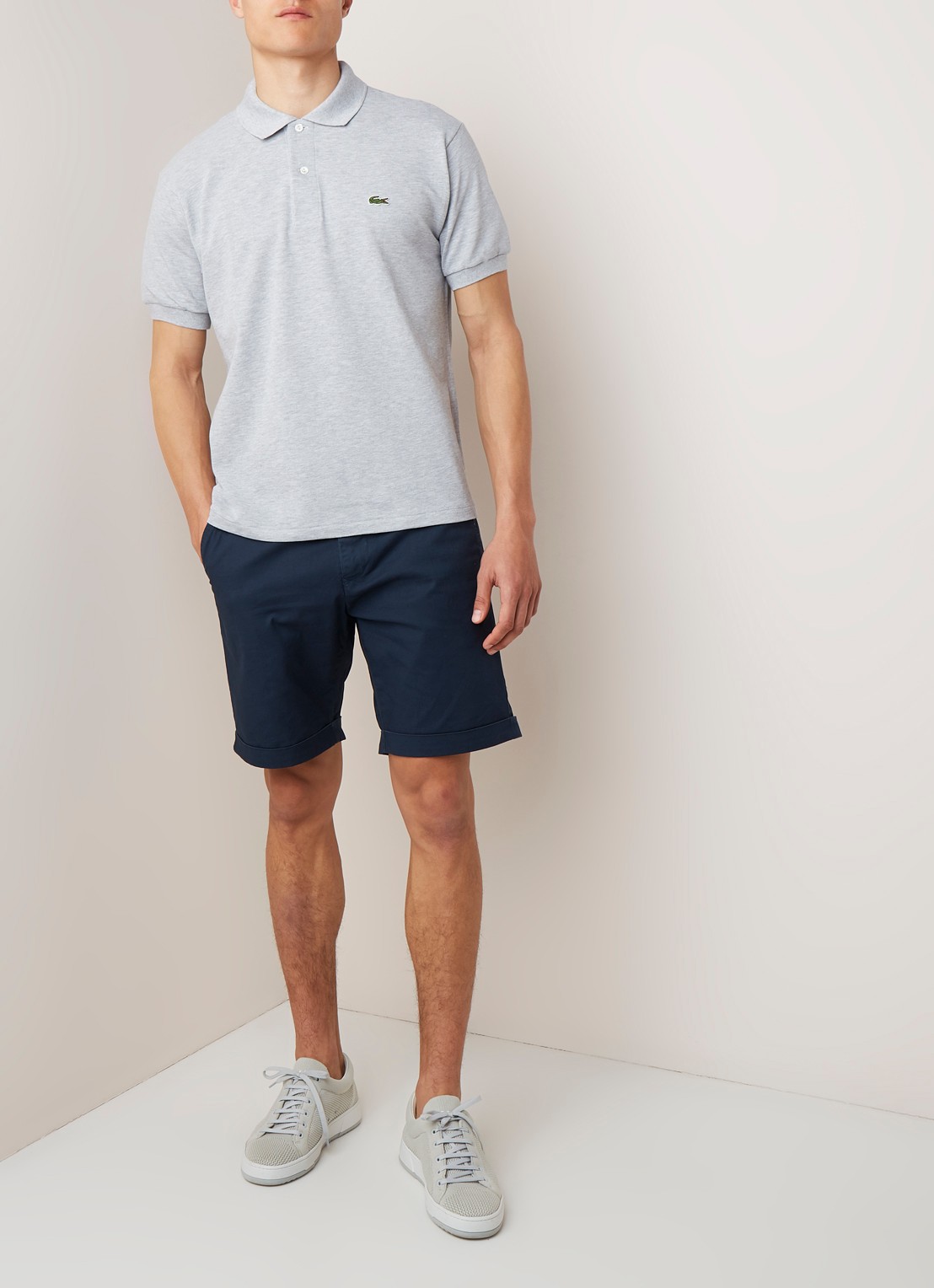 Lacoste Regular fit polo van piqué katoen  - voorkant 3 lichtgrijs