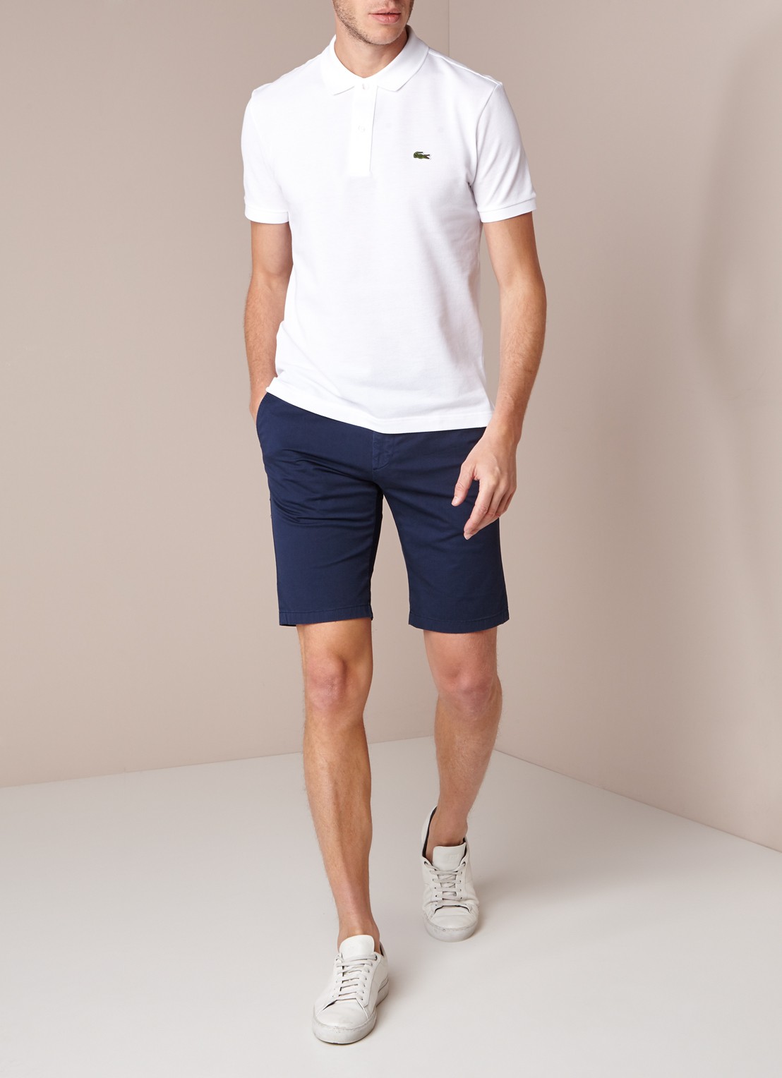 Lacoste Slim fit polo van piqué katoen - voorkant 3 wit