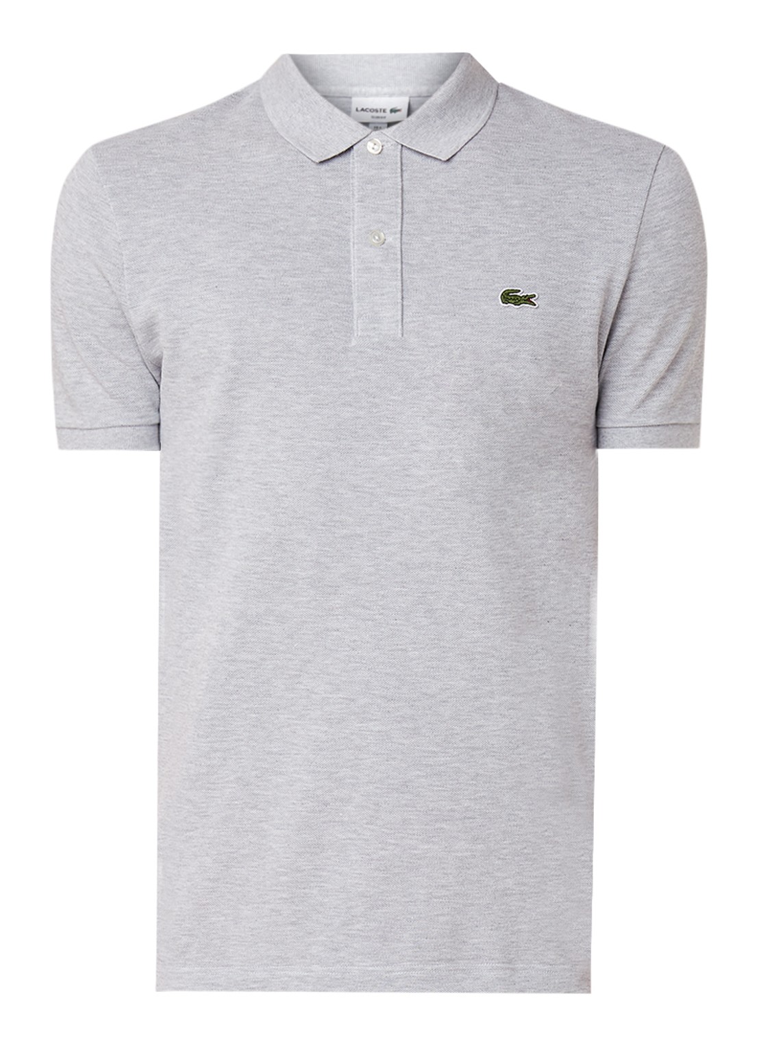 Lacoste Slim fit polo van piqué katoen - voorkant lichtgrijs