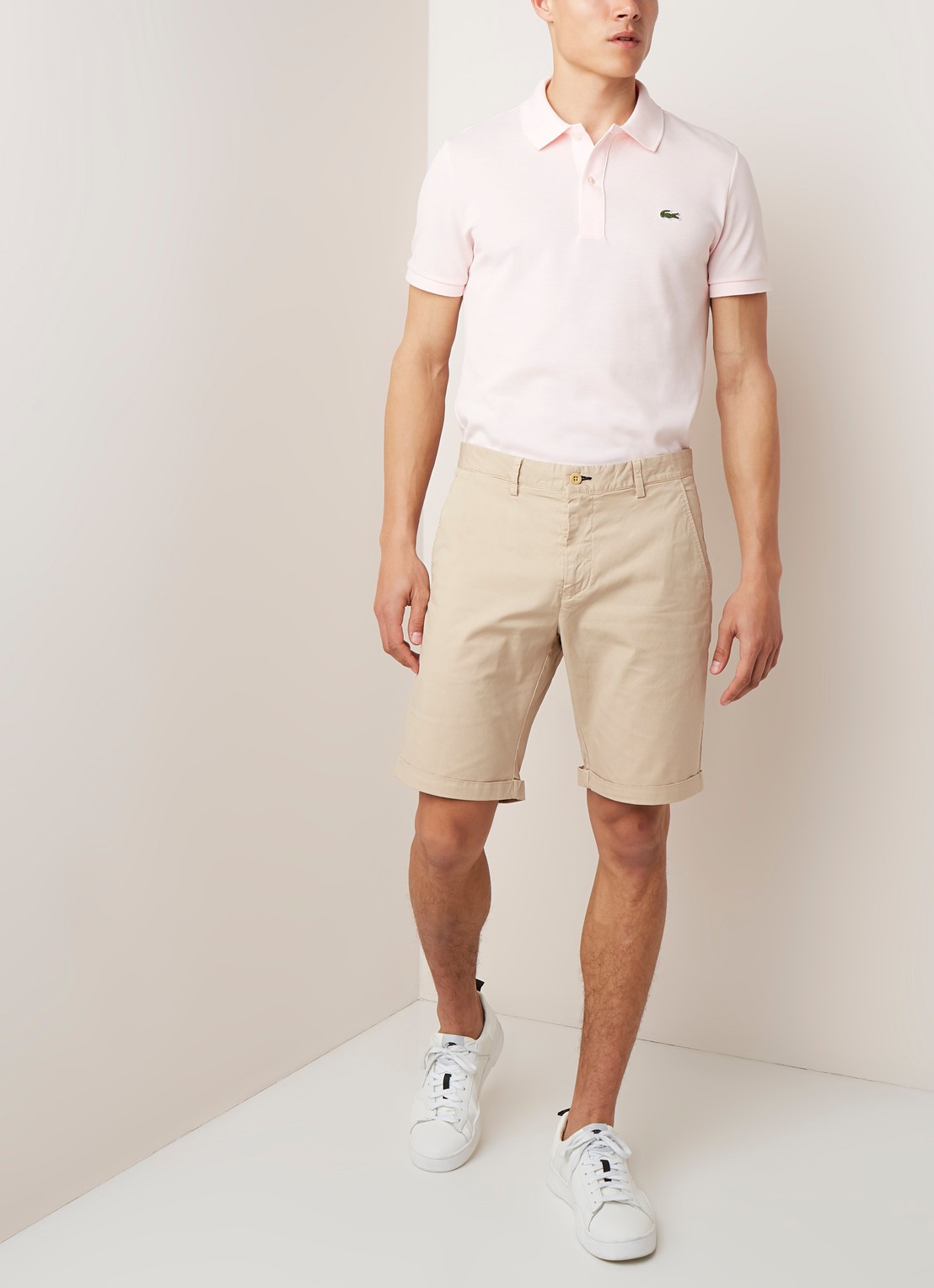 Lacoste Slim fit polo van piqué katoen - voorkant 3 lichtroze