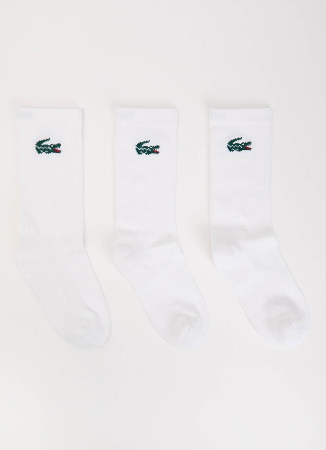 Lacoste Sokken met ingebreid logo in 3-pack - voorkant wit