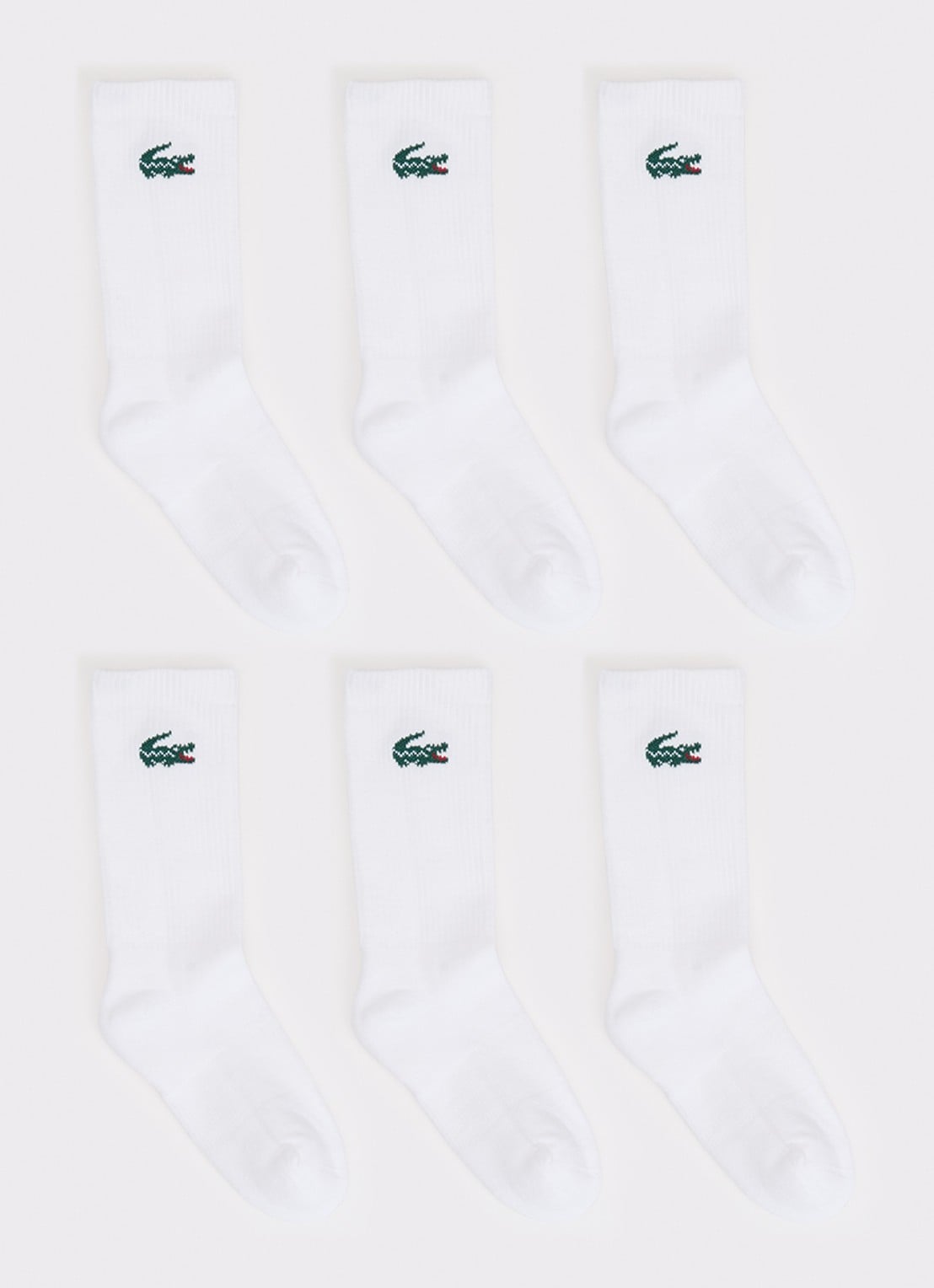 Lacoste Sokken met logo in 6-pack - voorkant wit