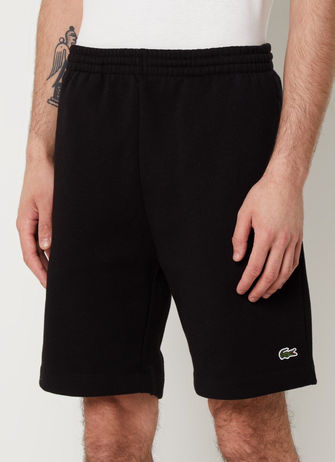 Lacoste Straight fit korte joggingbroek met steekzakken - detail zwart