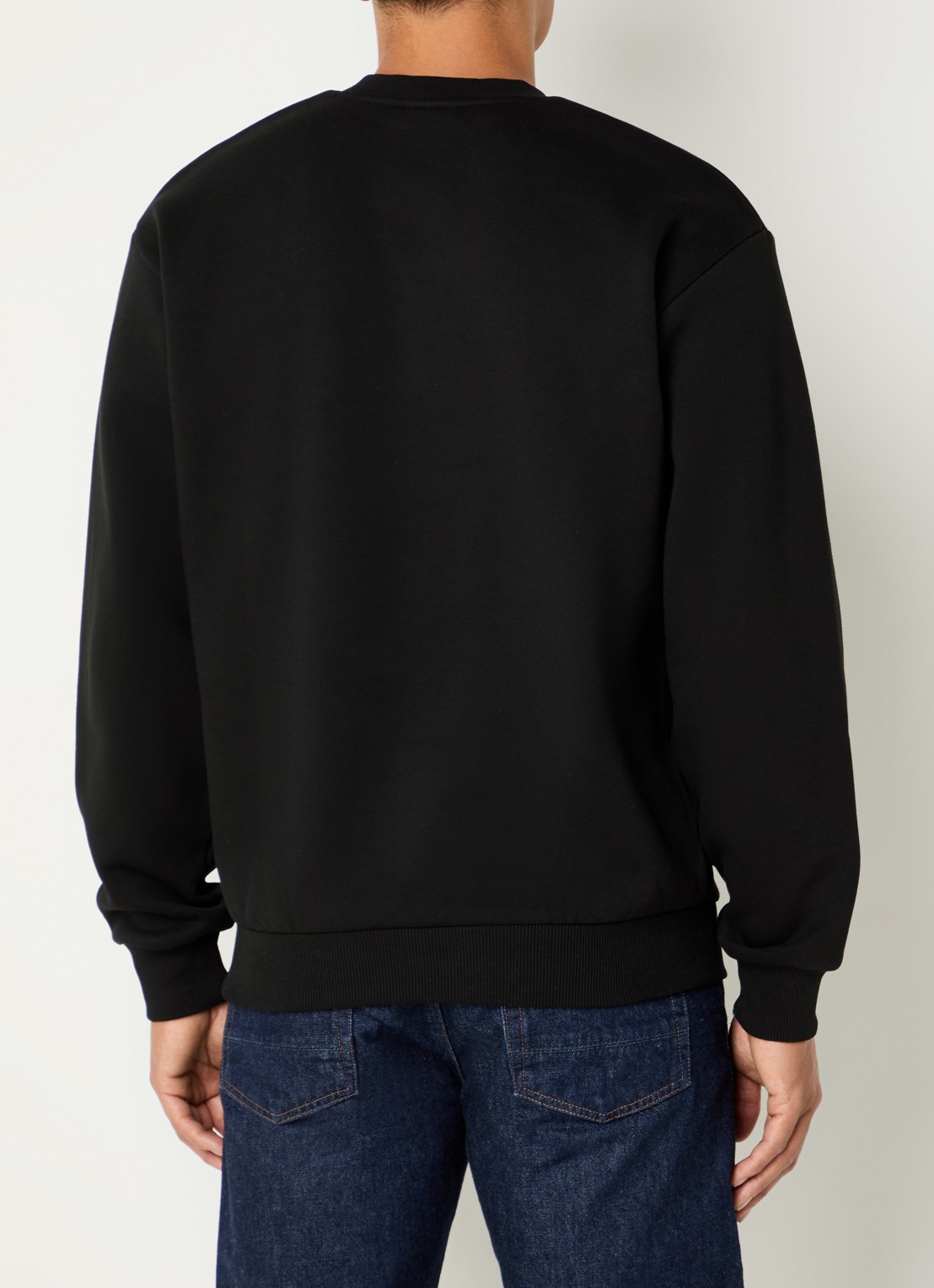Lacoste Sweater met logo en ronde hals - achterkant zwart